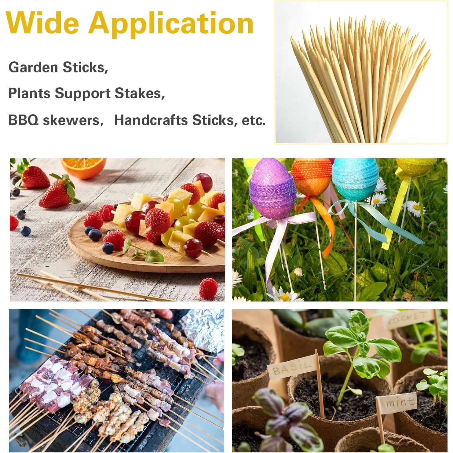 100 Palillos de Bambú Natural 20cm Sprigra para Jardín y BBQ