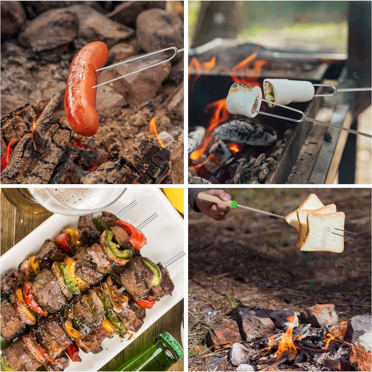 Paquete de 10 Palos para Asar Malvaviscos Opvixi 81 cm