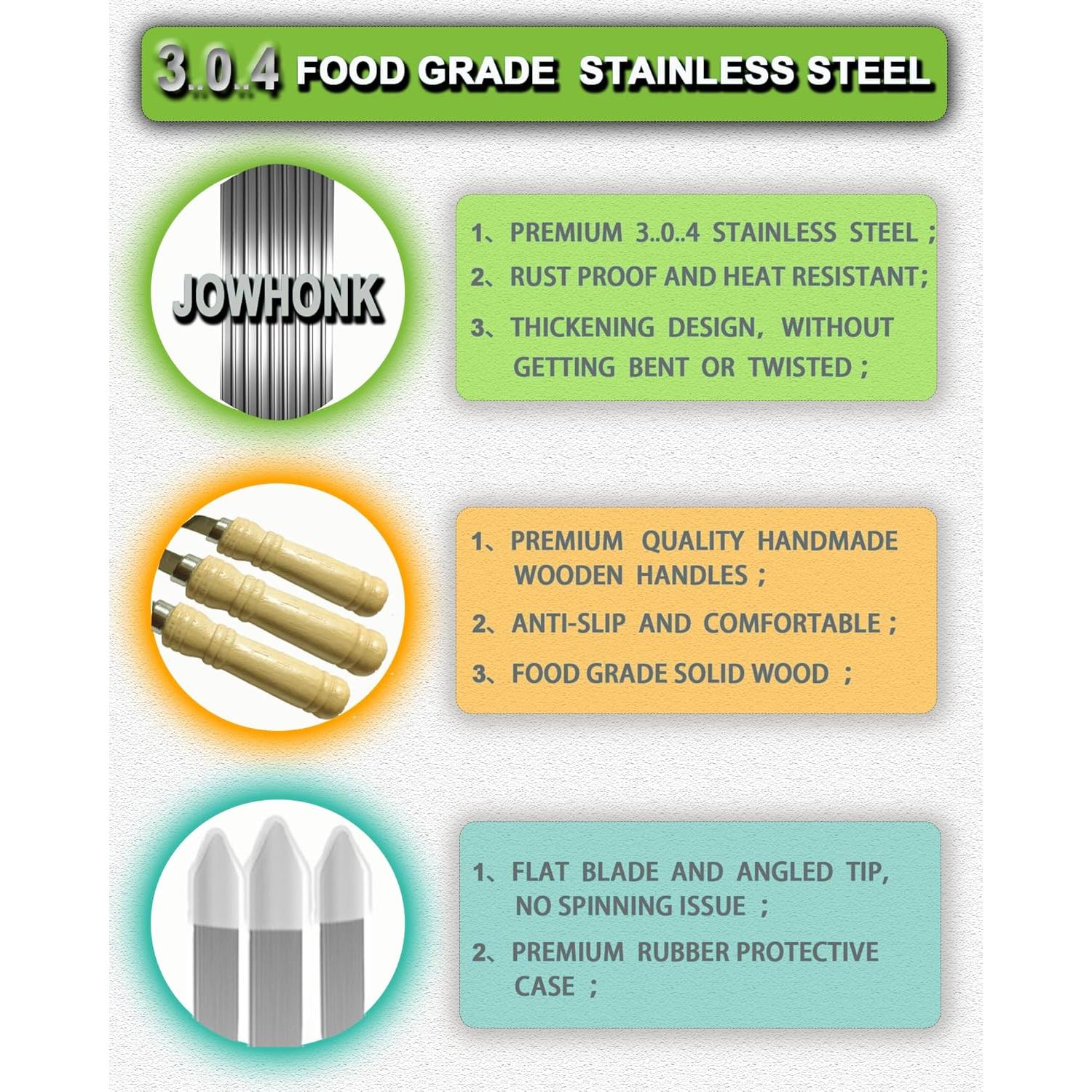 Pinchos de Barbacoa JOWHONK 54.6 cm Acero Inoxidable 12 PCS