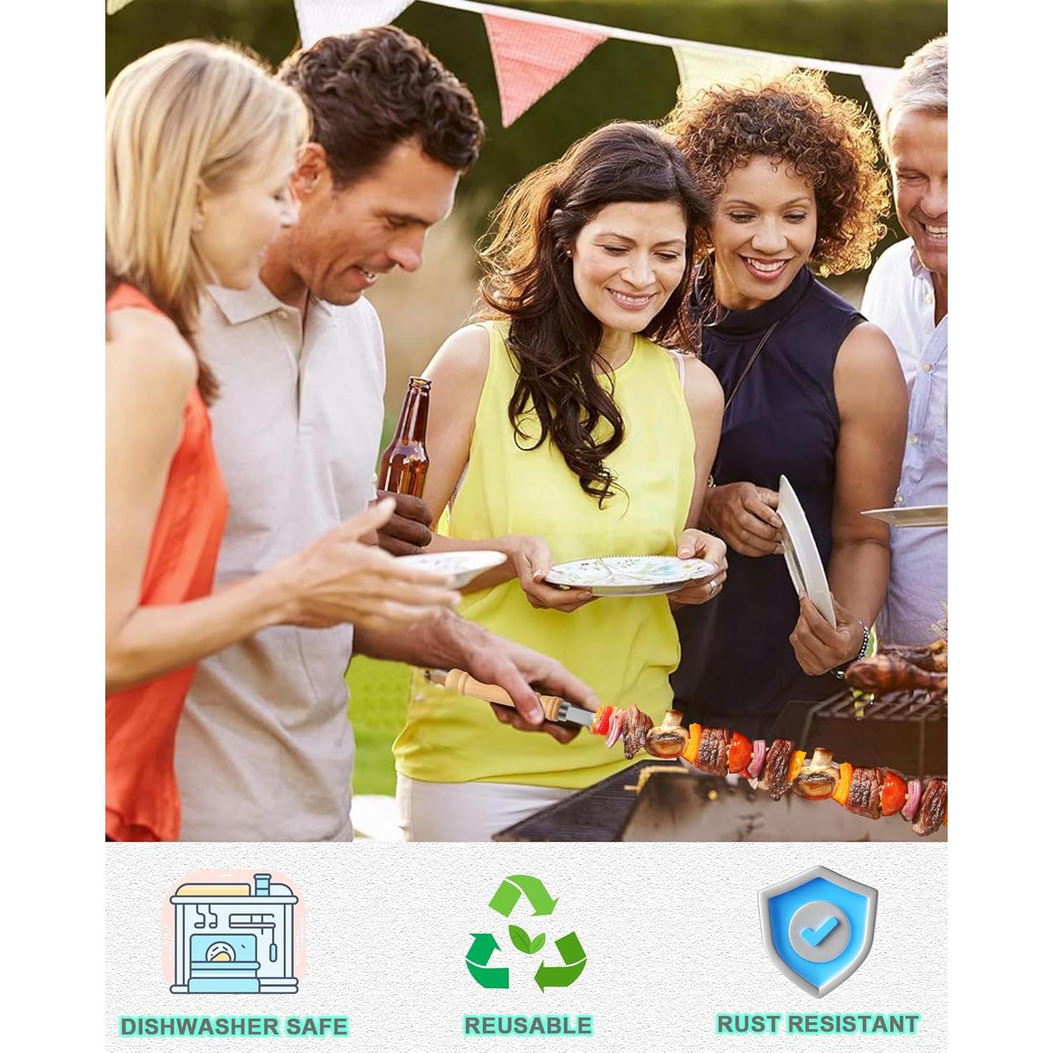 Pinchos de Barbacoa JOWHONK 54.6 cm Acero Inoxidable 12 PCS