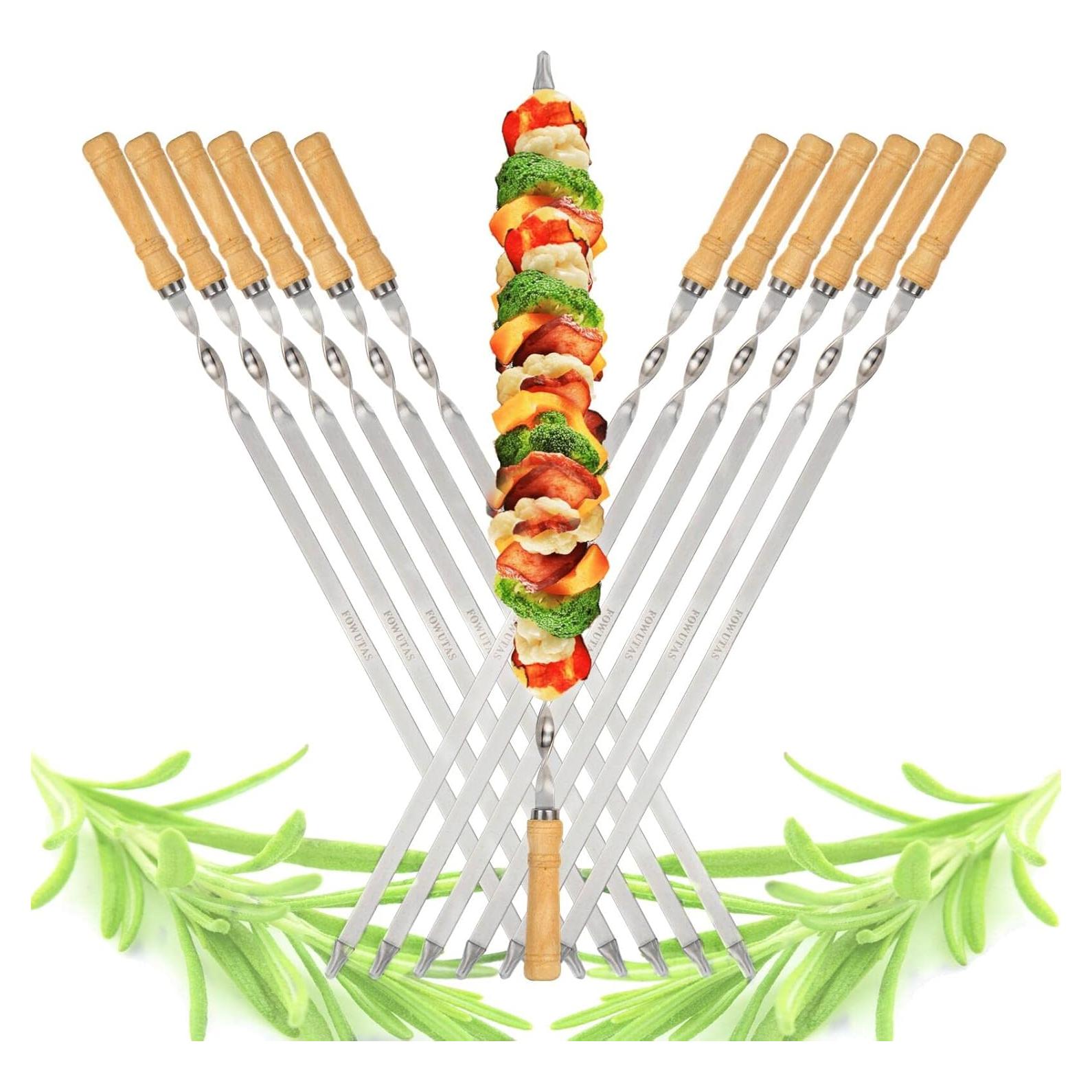 Pinchos de Barbacoa FOWUTAS 60 cm Acero Inoxidable 12 Piezas