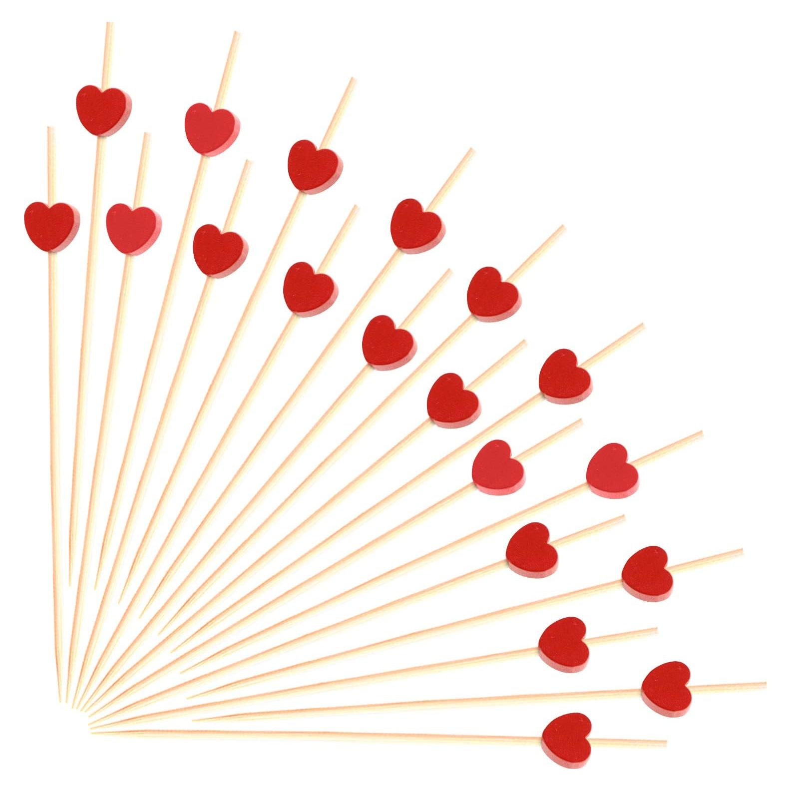 100 Palillos de Corazón Rojo Crafterlife 11.94 cm Madera Bambú