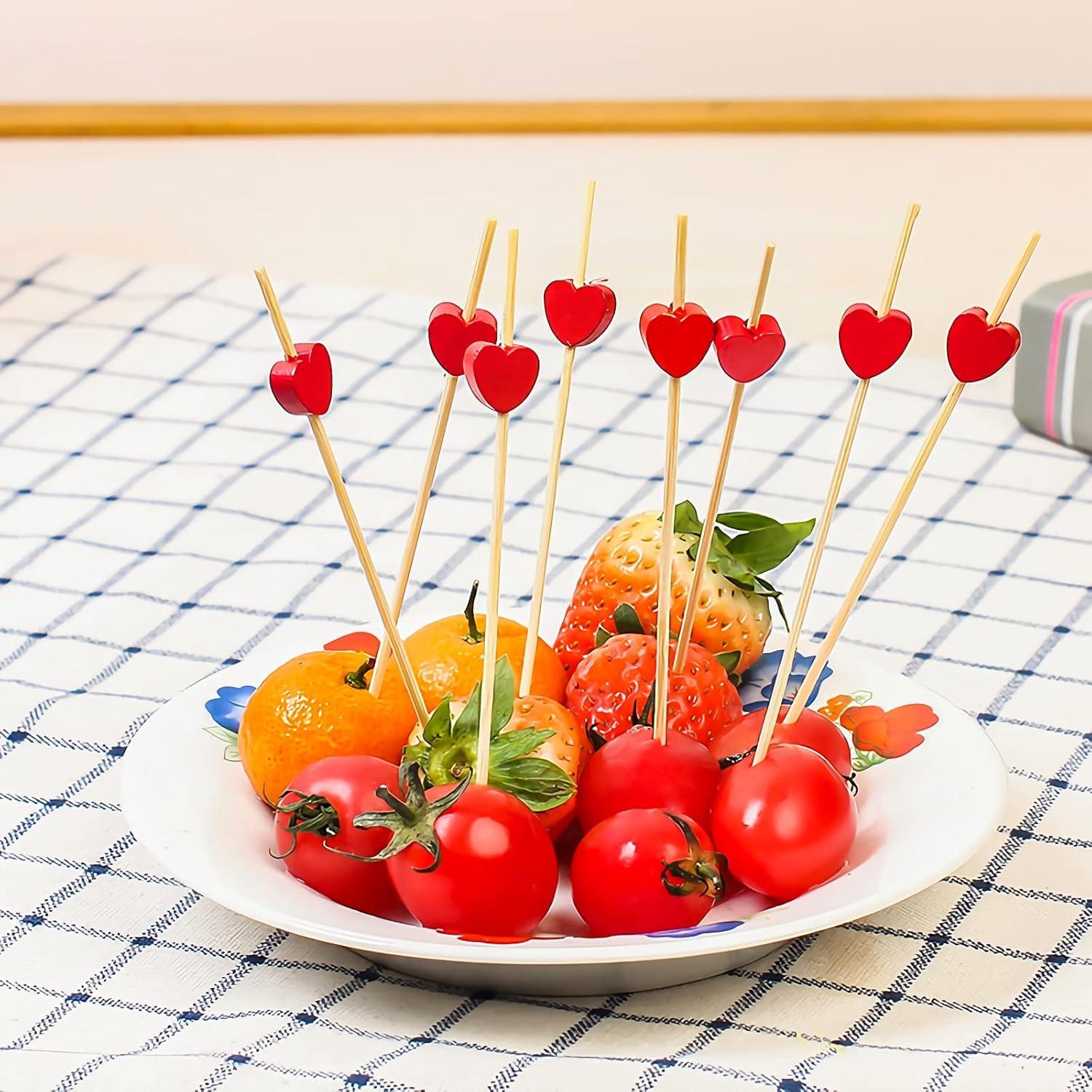 100 Palillos de Corazón Rojo Crafterlife 11.94 cm Madera Bambú