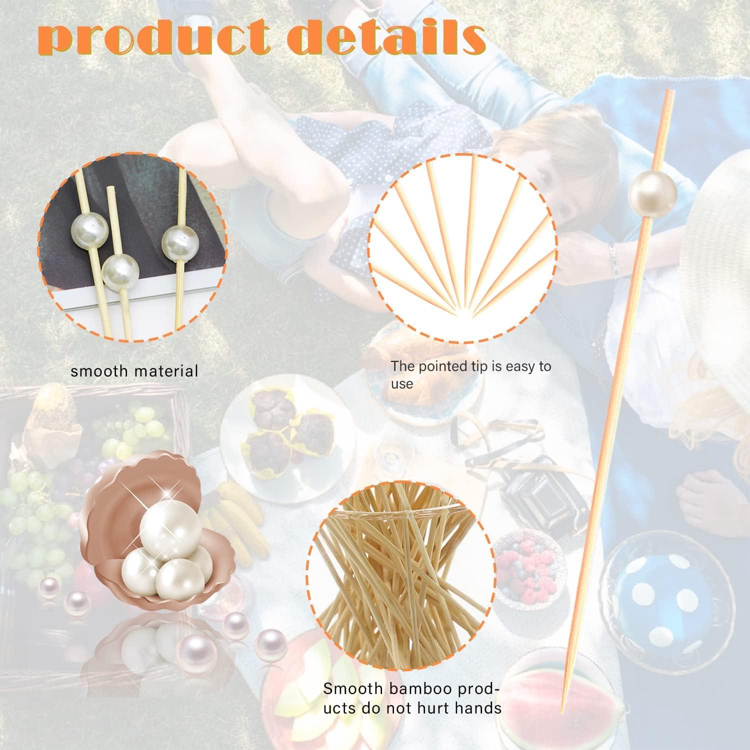 120 Palillos de Cóctel de Bambú Crafterlife 11.9 cm Blancos