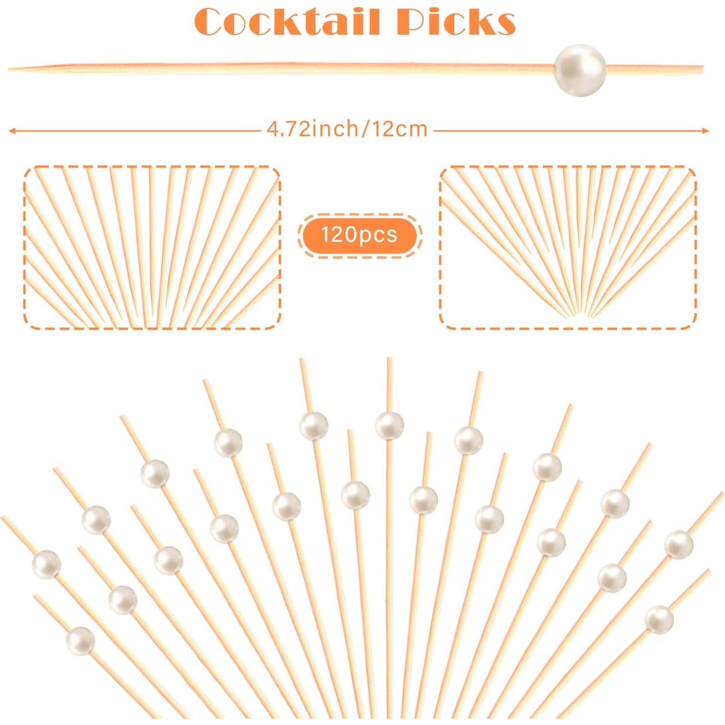 120 Palillos de Cóctel de Bambú Crafterlife 11.9 cm Blancos