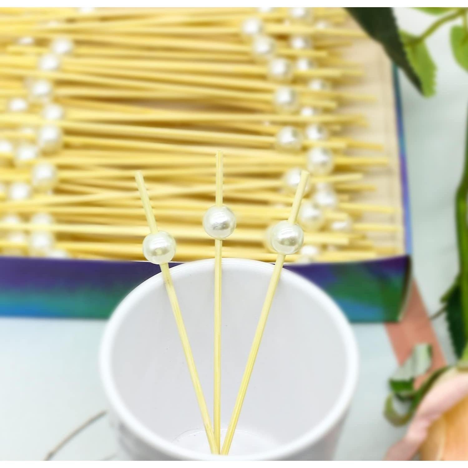 120 Palillos de Cóctel de Bambú Crafterlife 11.9 cm Blancos