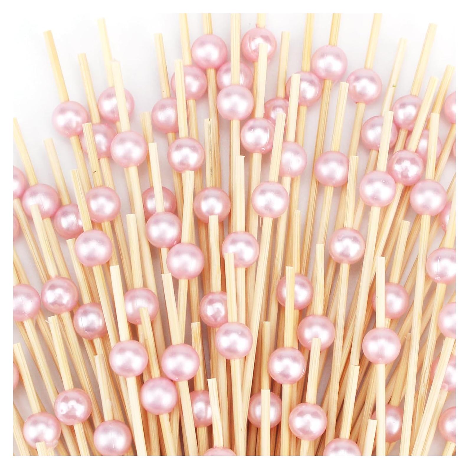 200 Palillos de Cóctel Rosa de Bambú 11.9 cm para Fiestas