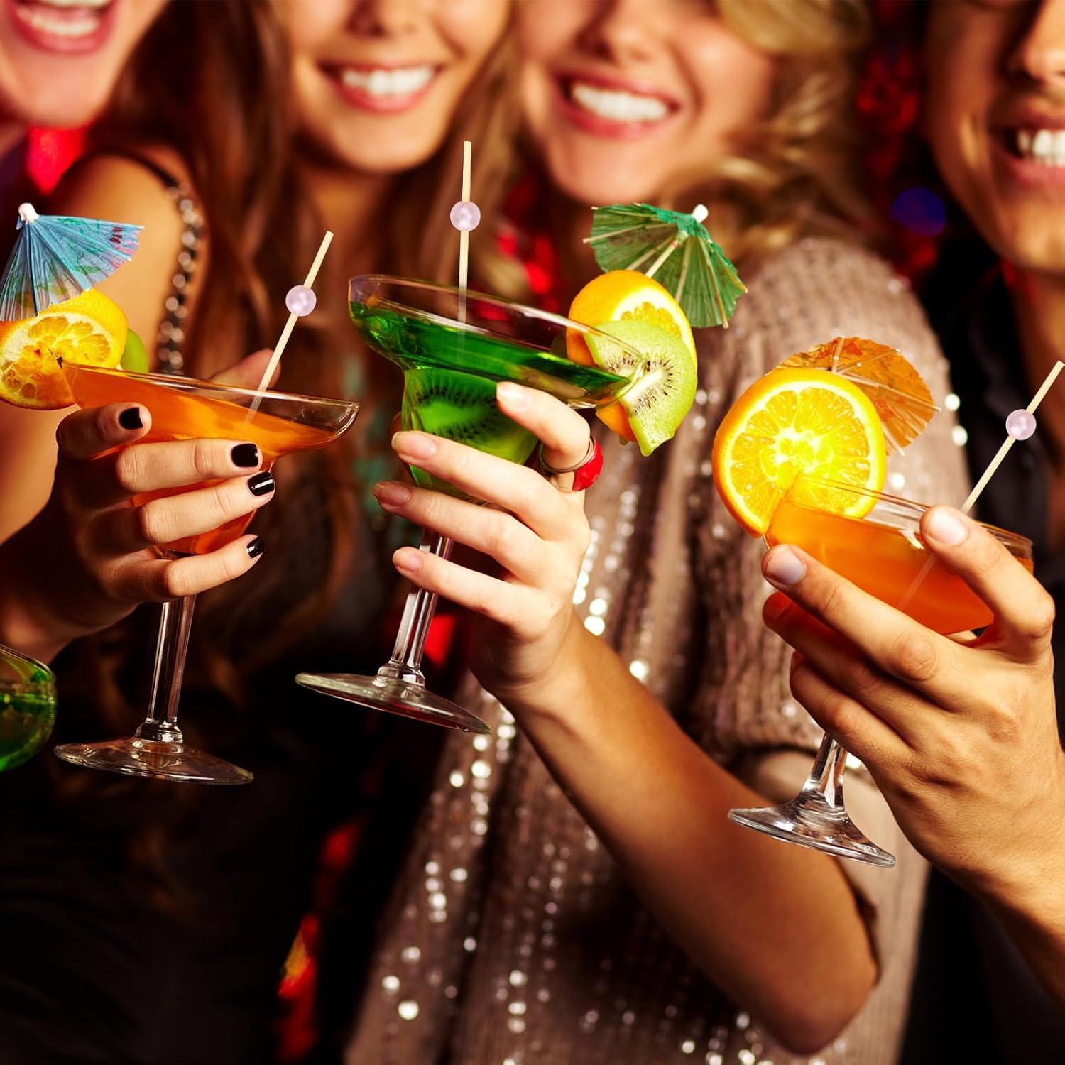 200 Palillos de Cóctel Rosa de Bambú 11.9 cm para Fiestas