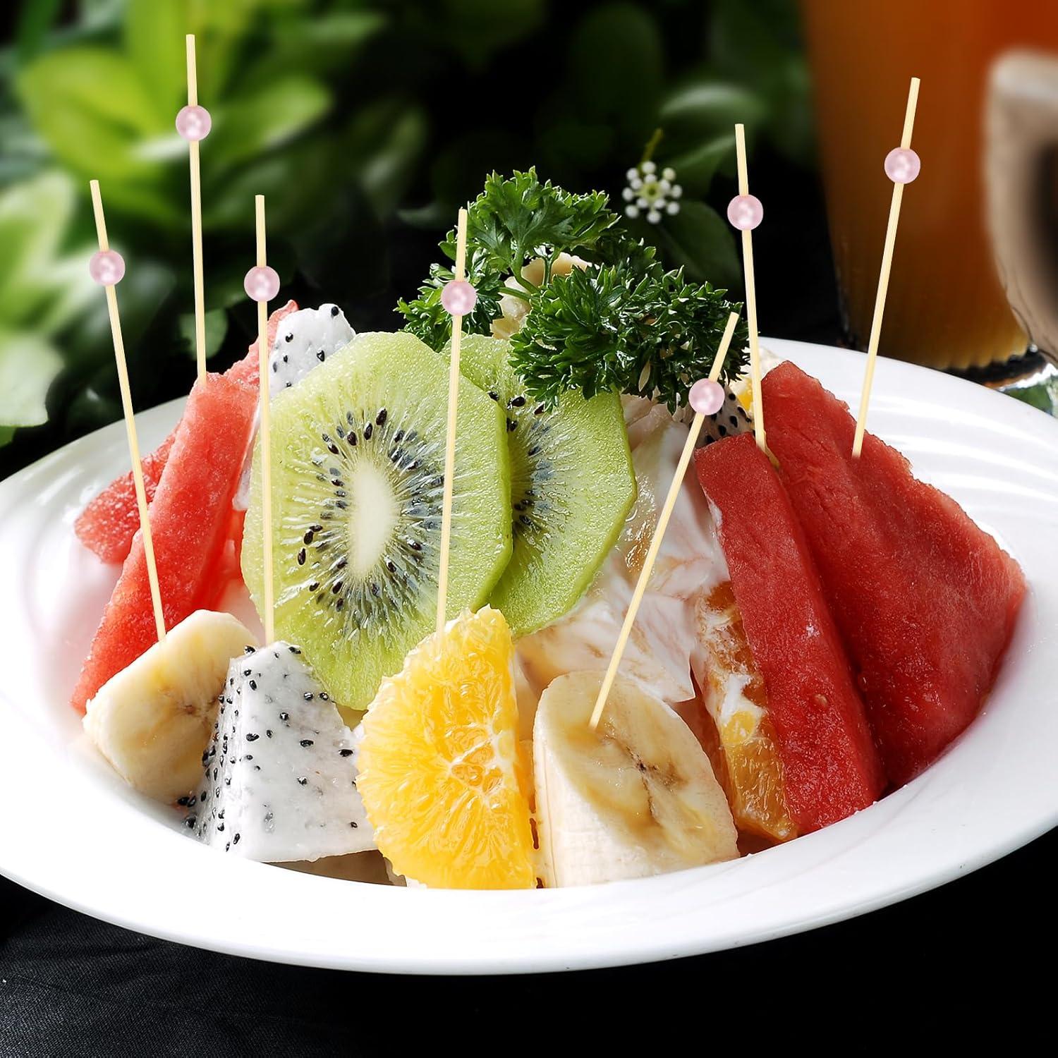 200 Palillos de Cóctel Rosa de Bambú 11.9 cm para Fiestas