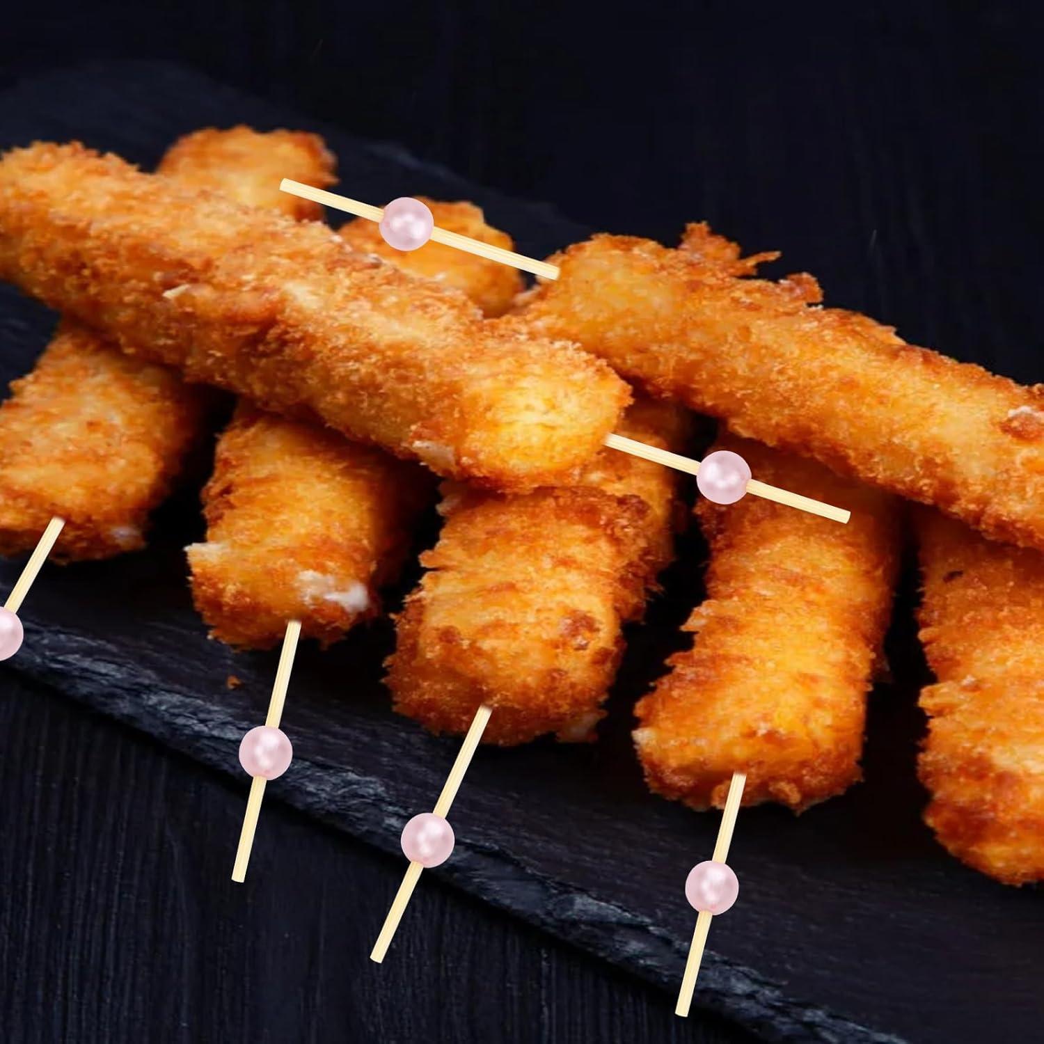 200 Palillos de Cóctel Rosa de Bambú 11.9 cm para Fiestas