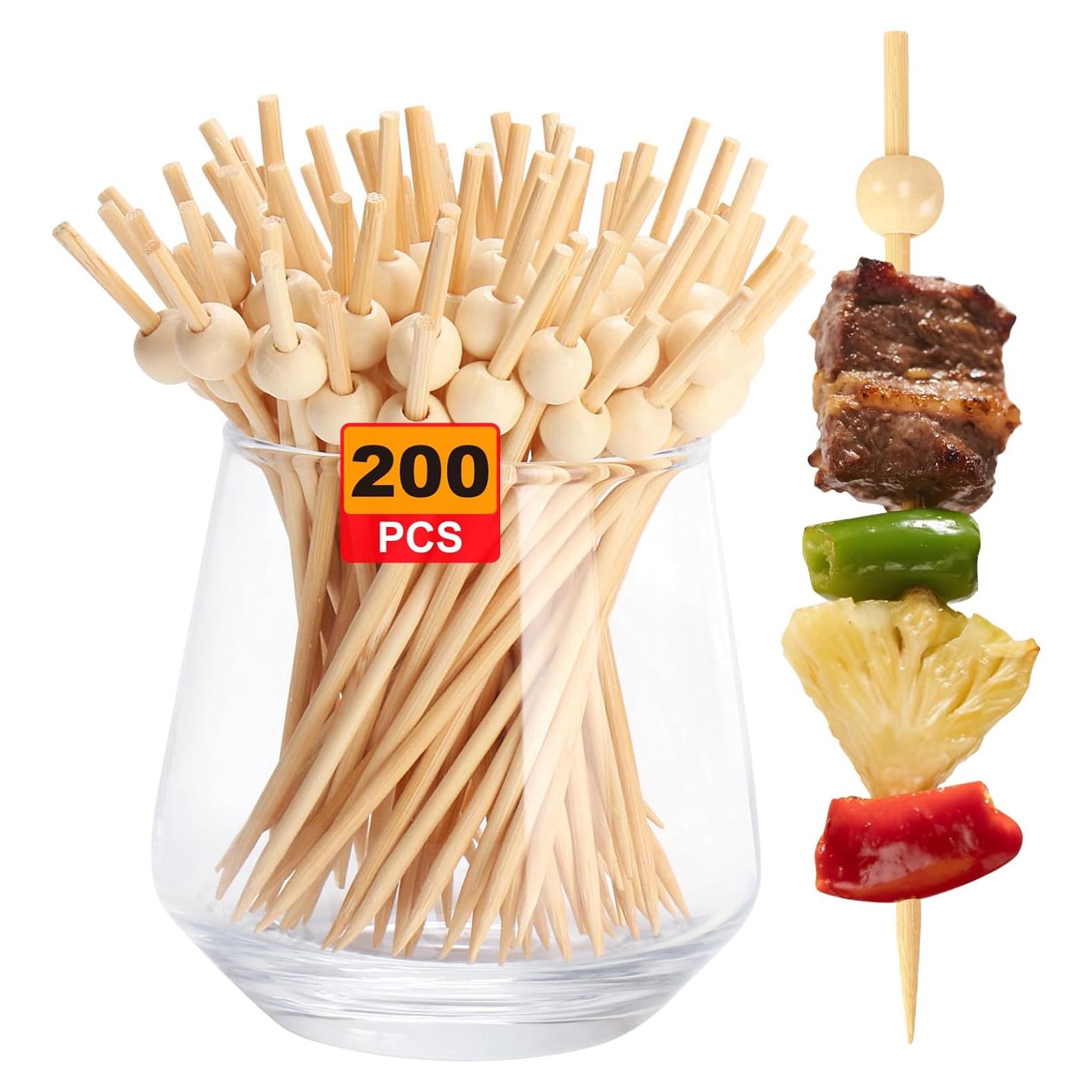 200 Palillos de Cóctel de Bambú FATLODA 11.9 cm Naturales