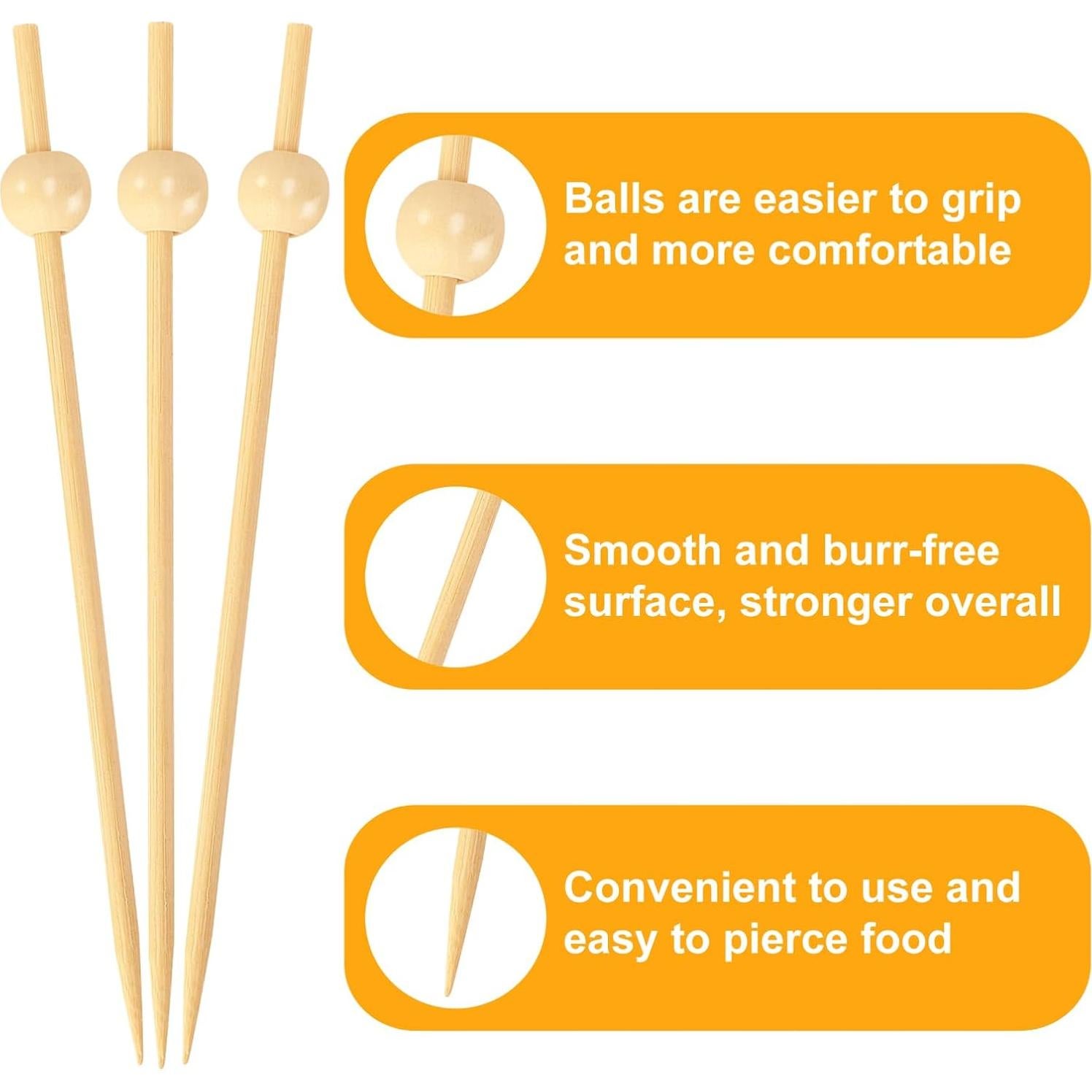 200 Palillos de Cóctel de Bambú FATLODA 11.9 cm Naturales