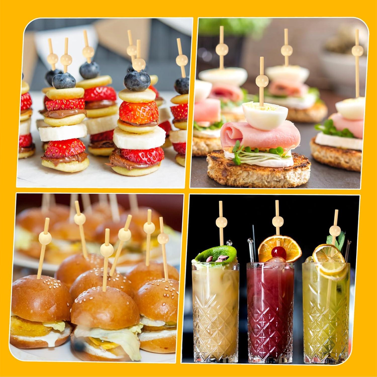 200 Palillos de Cóctel de Bambú FATLODA 11.9 cm Naturales