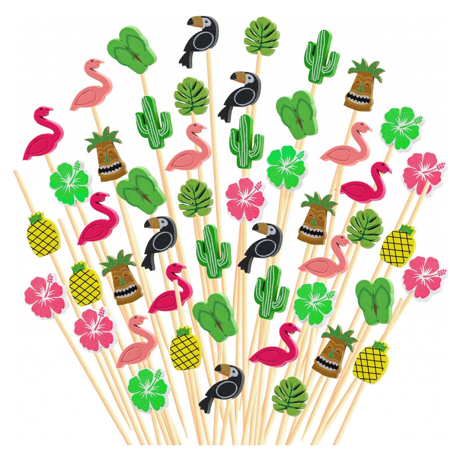 200 Palillos de Cóctel Decorativos Crafterlife 12.7 cm Tropical