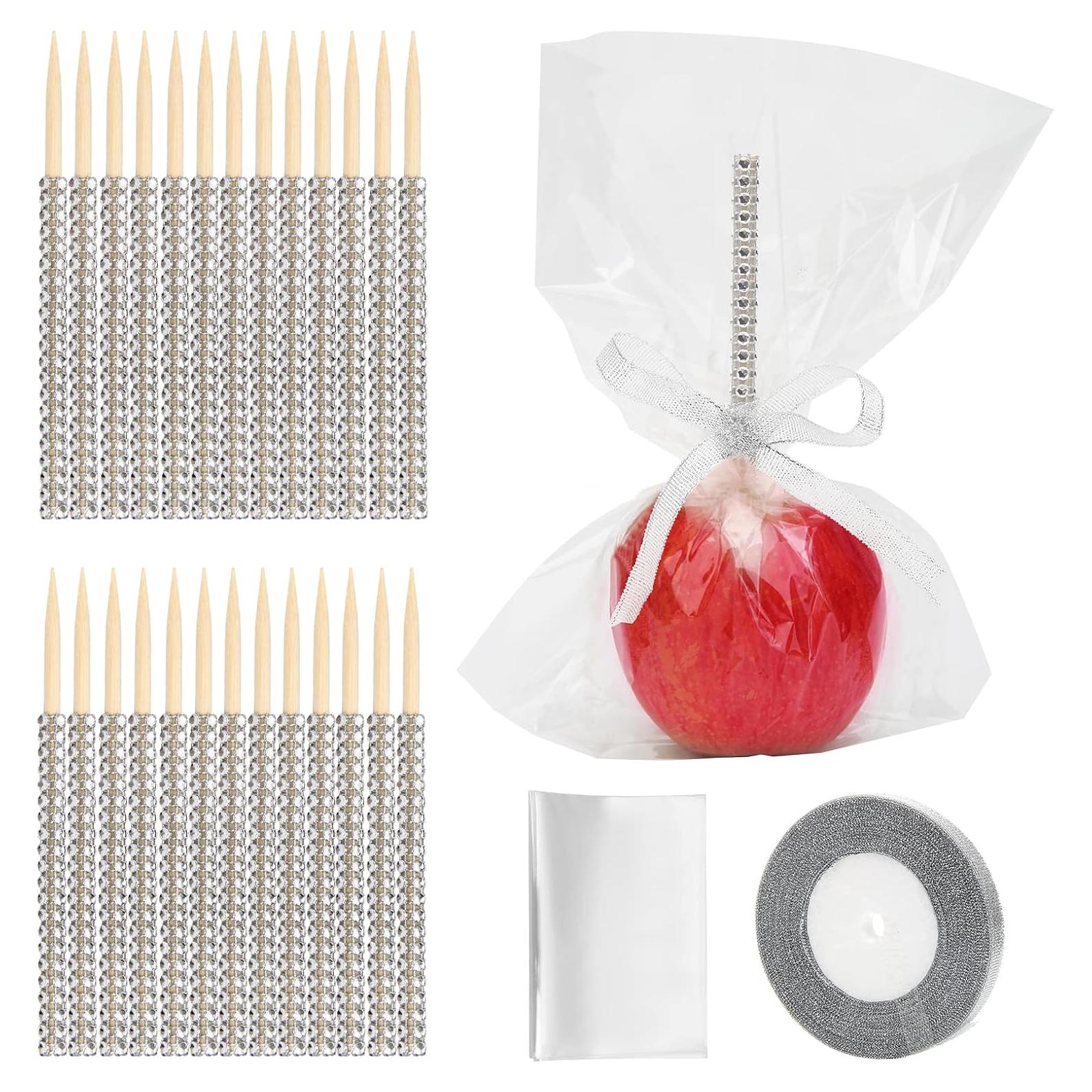 Kit de Palitos de Manzana de Caramelo Anglecai 24 Pcs