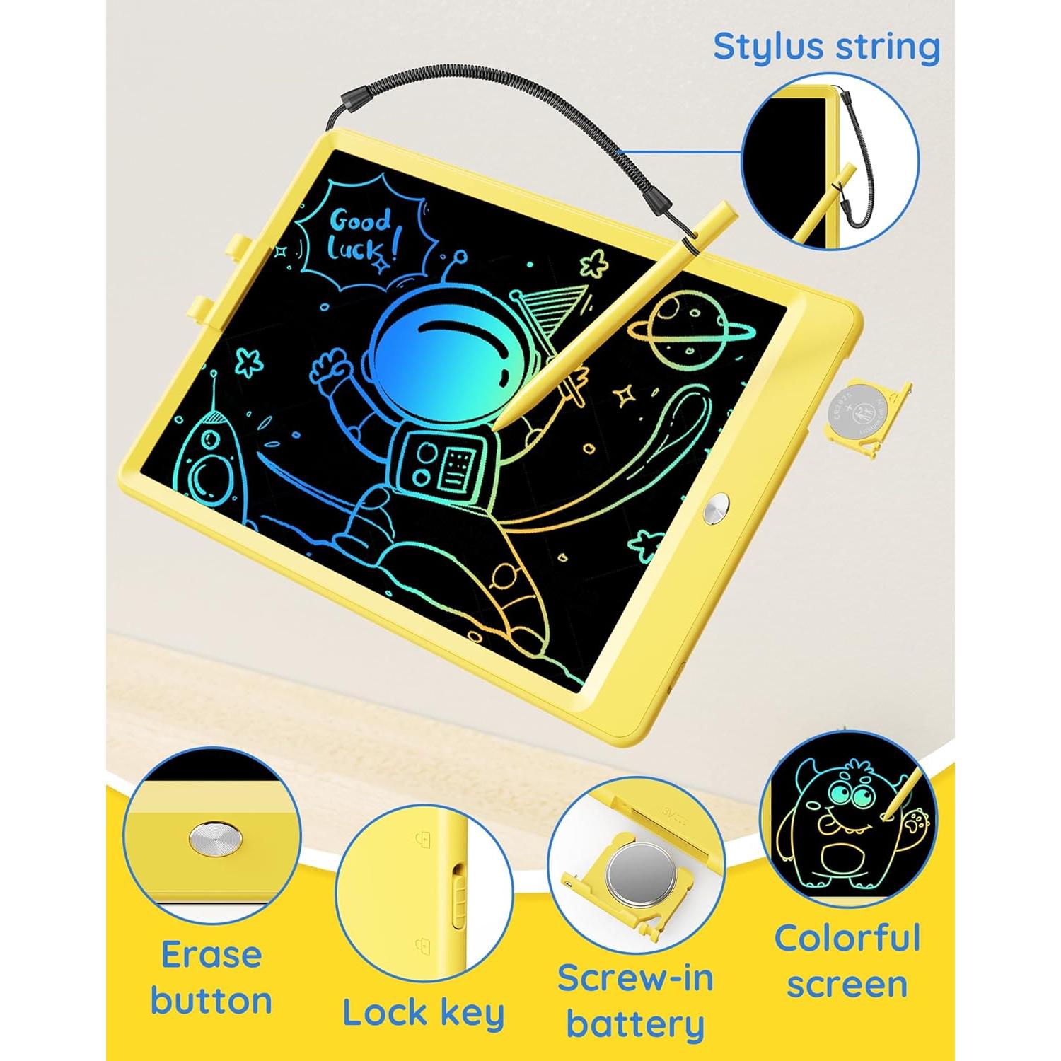 Tableta de Dibujo LCD Tekfun 10" Amarillo Portátil