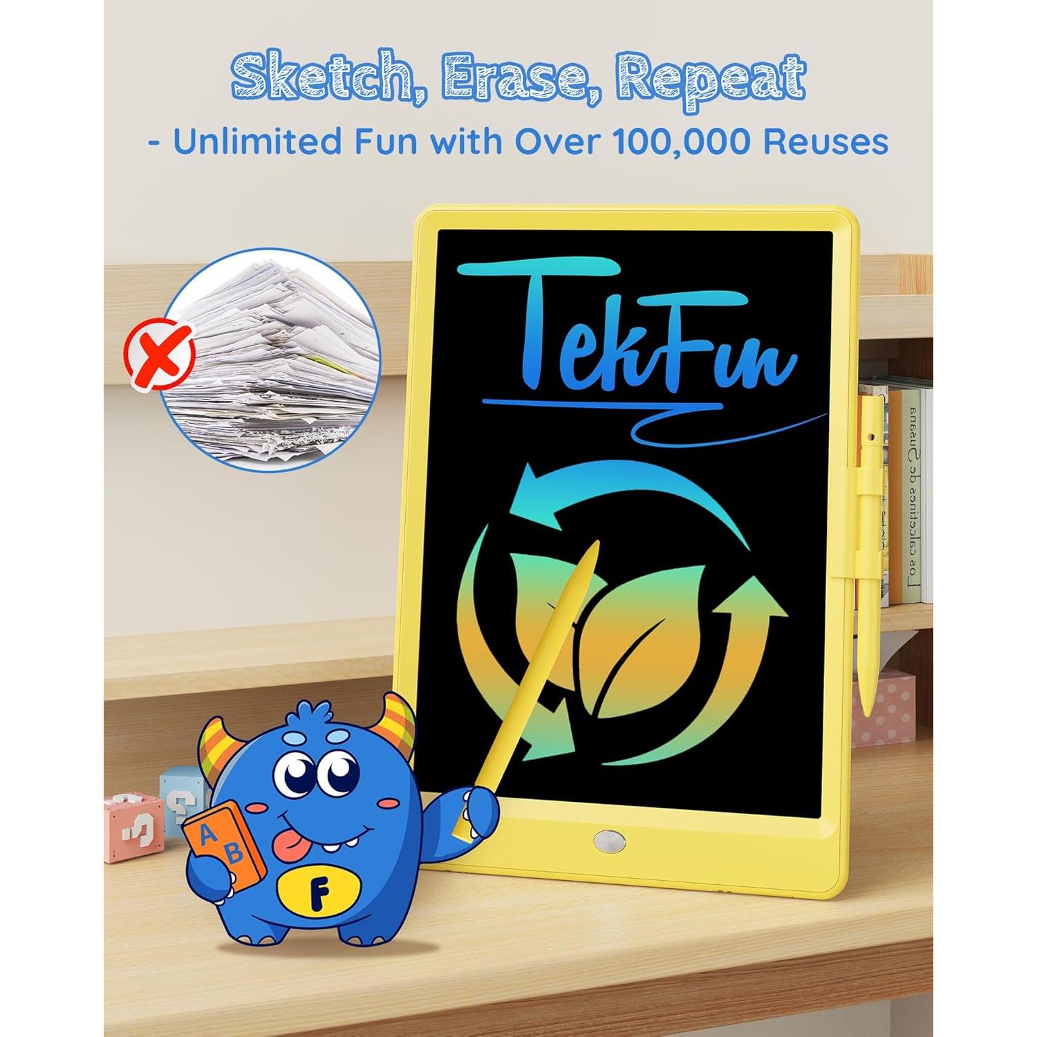 Tableta de Dibujo LCD Tekfun 10" Amarillo Portátil