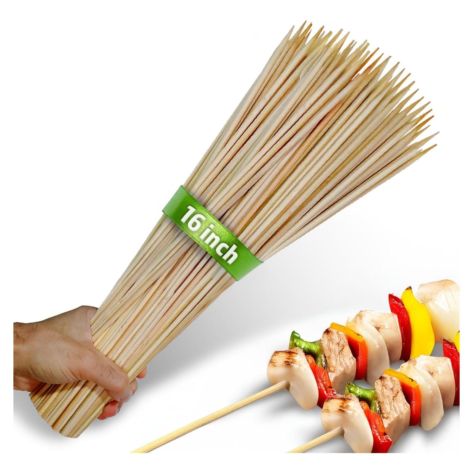 100 Palitos de Bambú 40.6 cm KESEM para BBQ y Kabobs