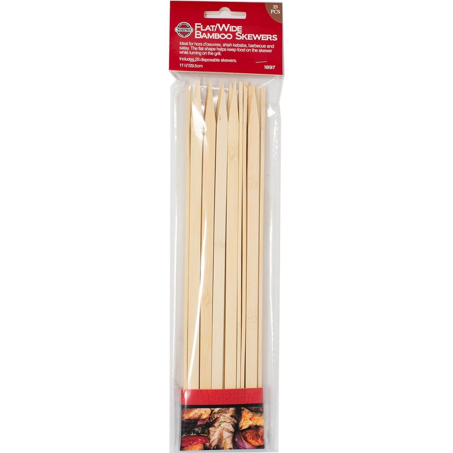 Pinchos de Bambú Planos Norpro 29 cm - 25 Piezas Ecológicos