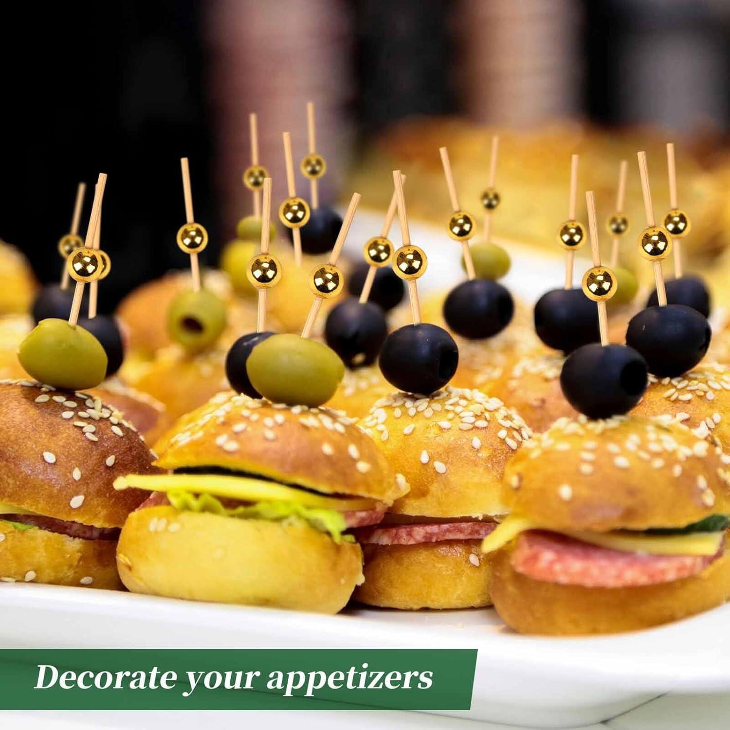 Pack de 300 Palillos de Bambú Dorados 11.9 cm para Aperitivos