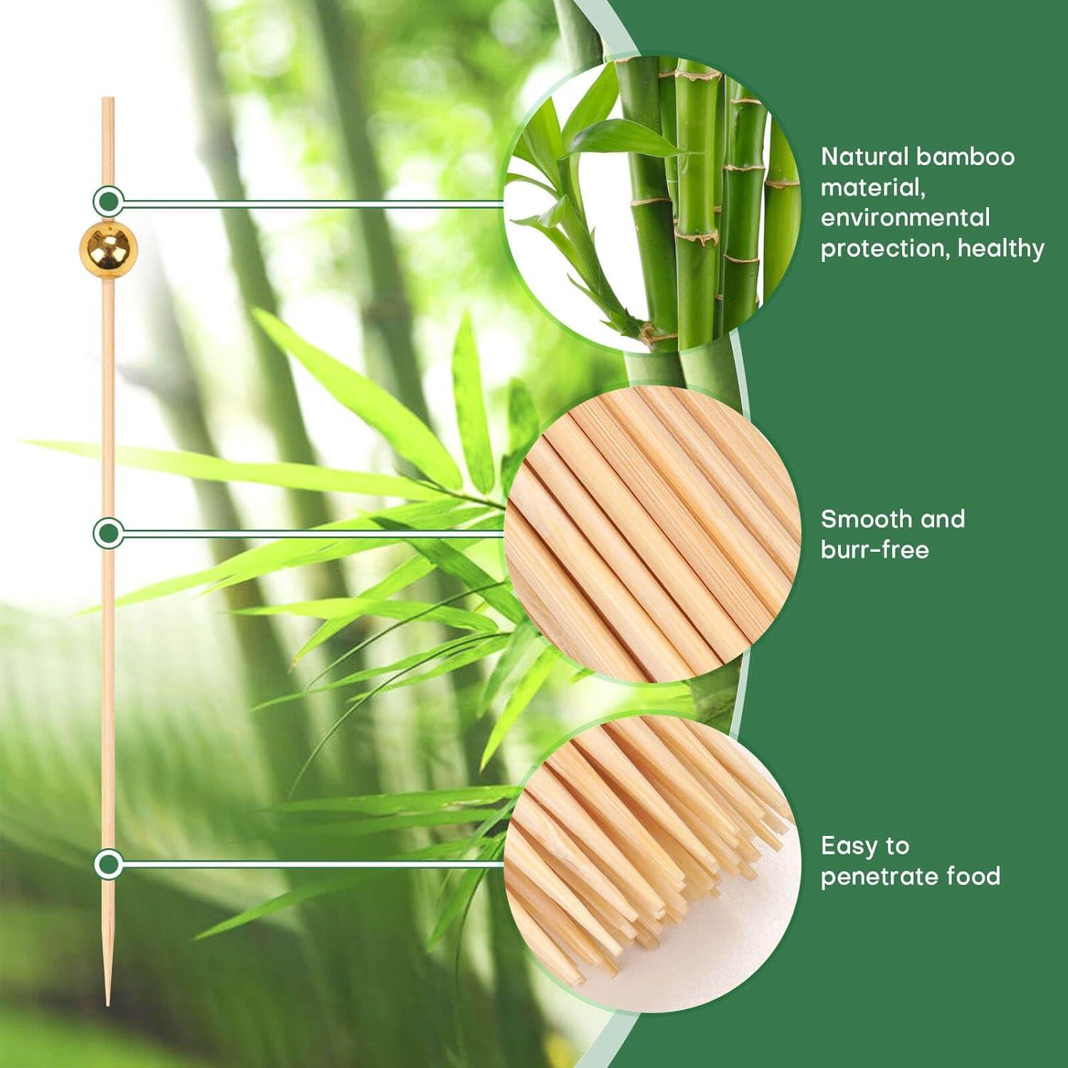 Pack de 300 Palillos de Bambú Dorados 11.9 cm para Aperitivos