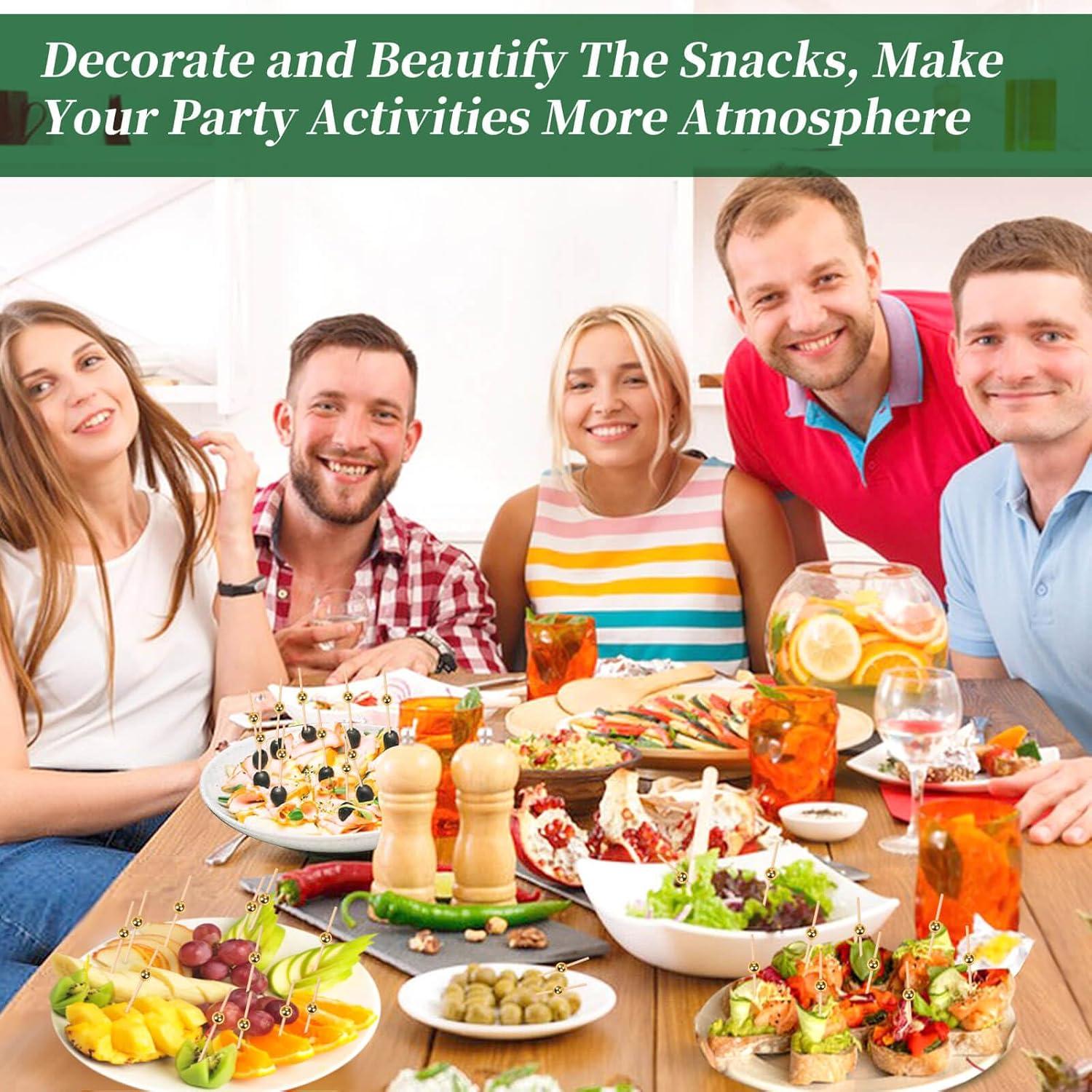 Pack de 300 Palillos de Bambú Dorados 11.9 cm para Aperitivos