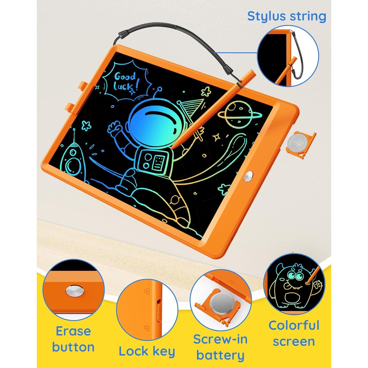 Tableta de Escritura LCD Tekfun 25,4 cm Naranja para Niños