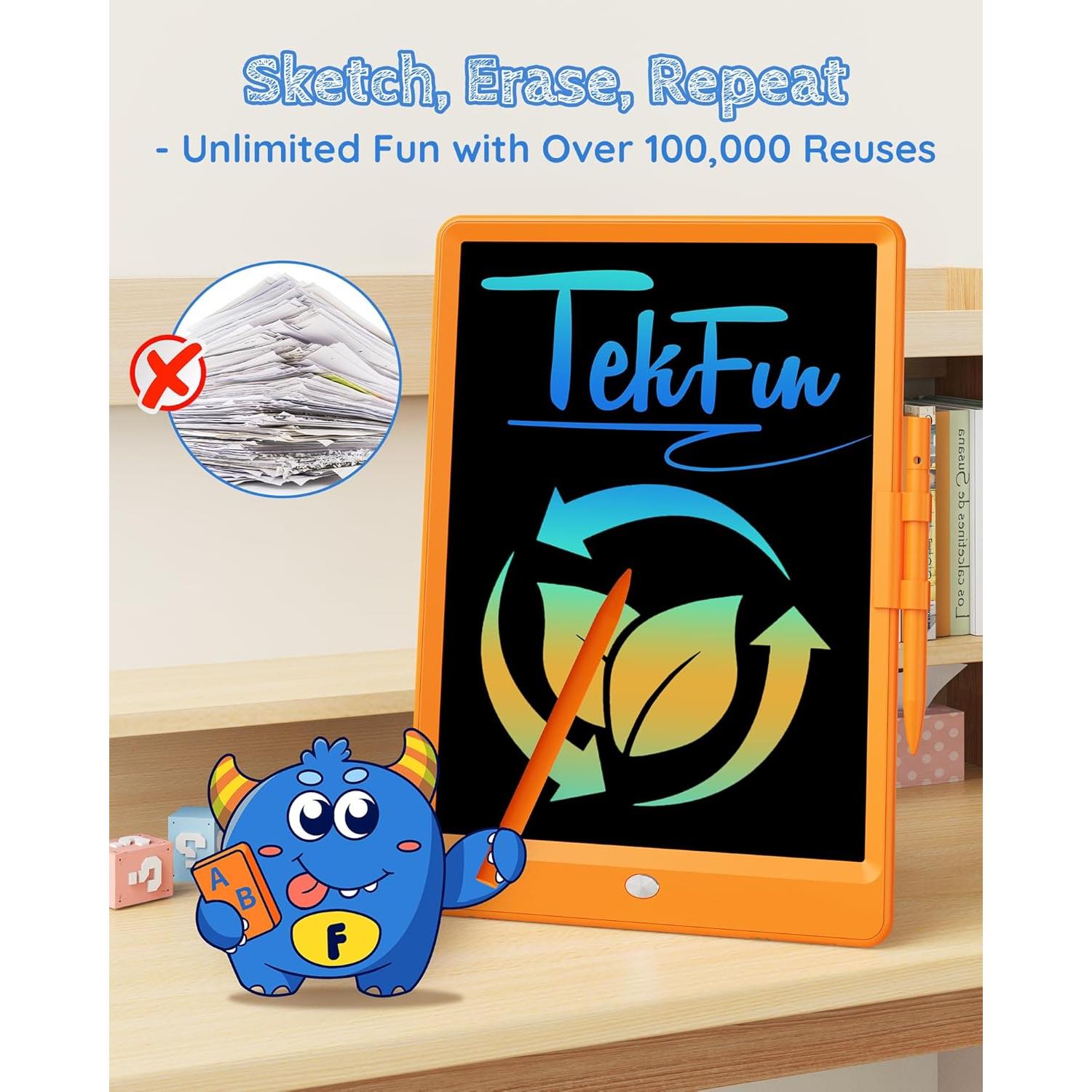 Tableta de Escritura LCD Tekfun 25,4 cm Naranja para Niños