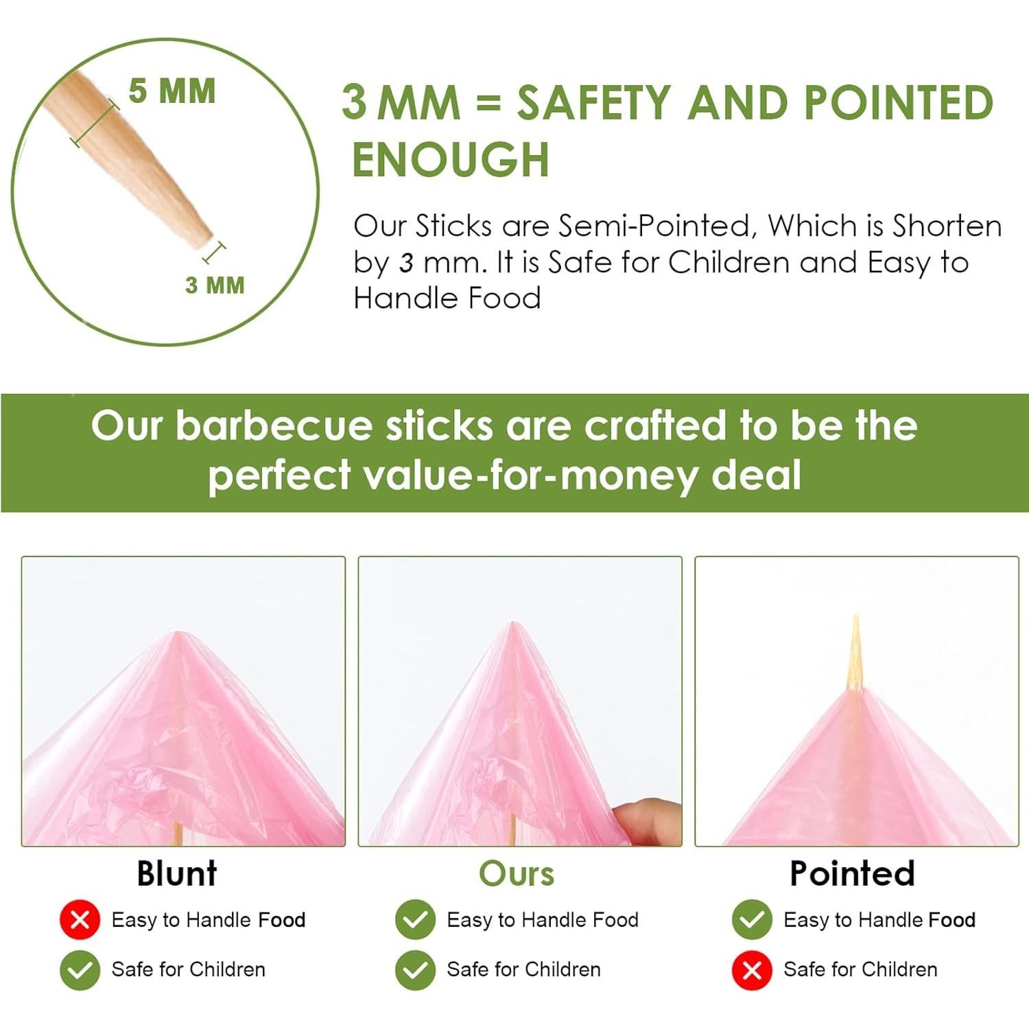 Palitos de Bambú para Asar Malvaviscos WixiTool 120 PCS 91 cm