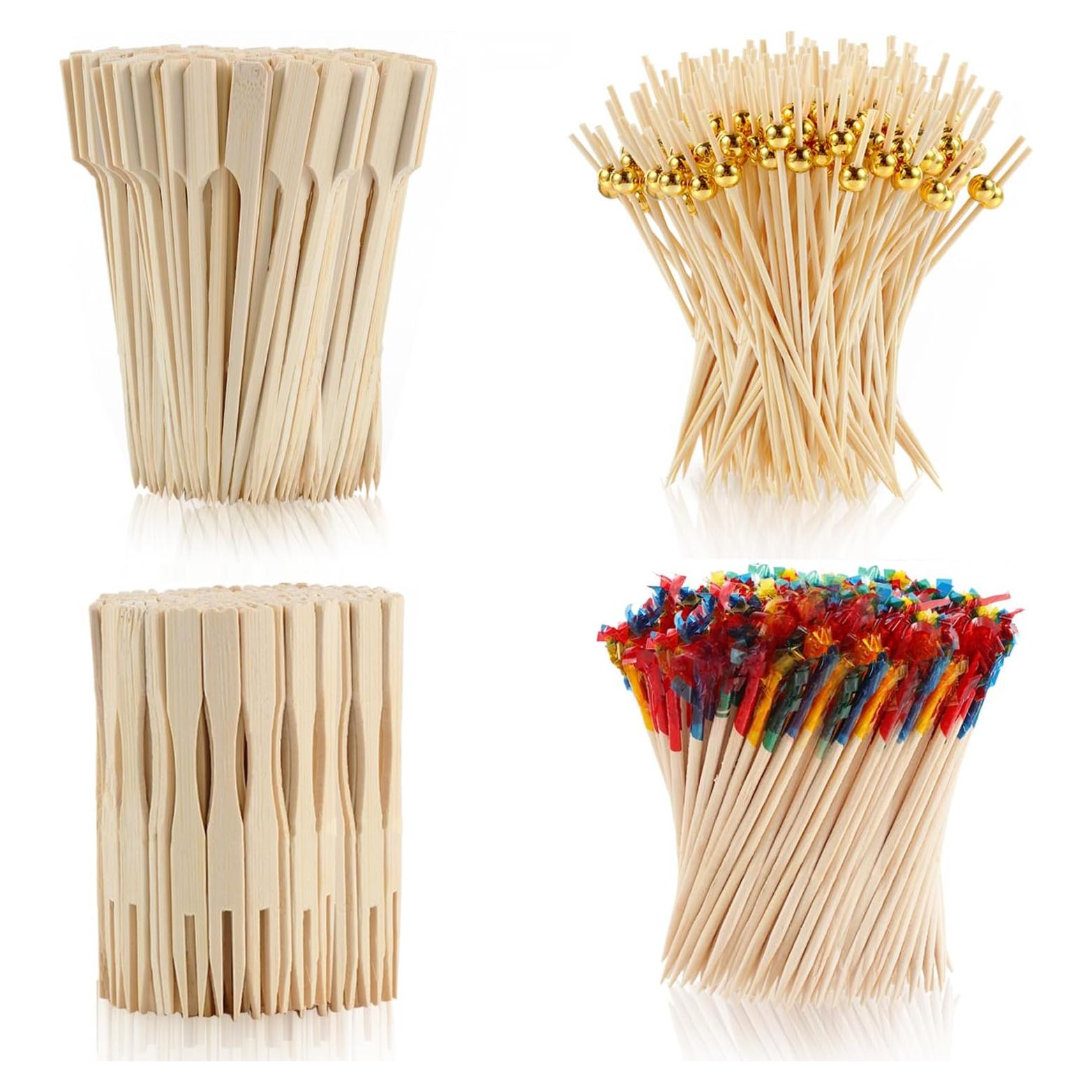 500 Palillos de Cóctel de Bambú Bxbdcha para Aperitivos