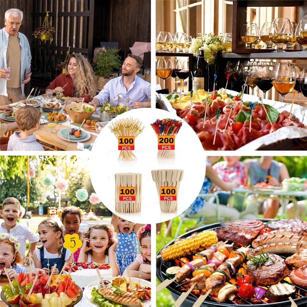 500 Palillos de Cóctel de Bambú Bxbdcha para Aperitivos