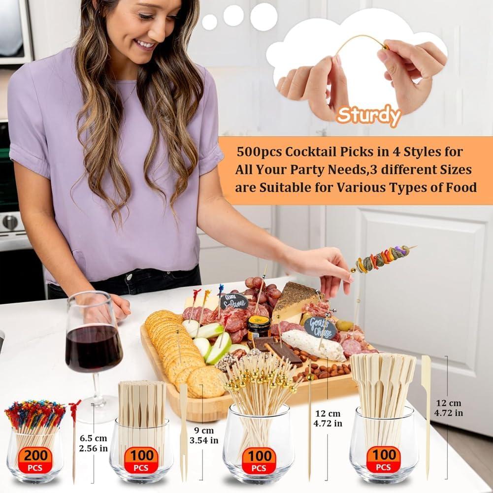 500 Palillos de Cóctel de Bambú Bxbdcha para Aperitivos