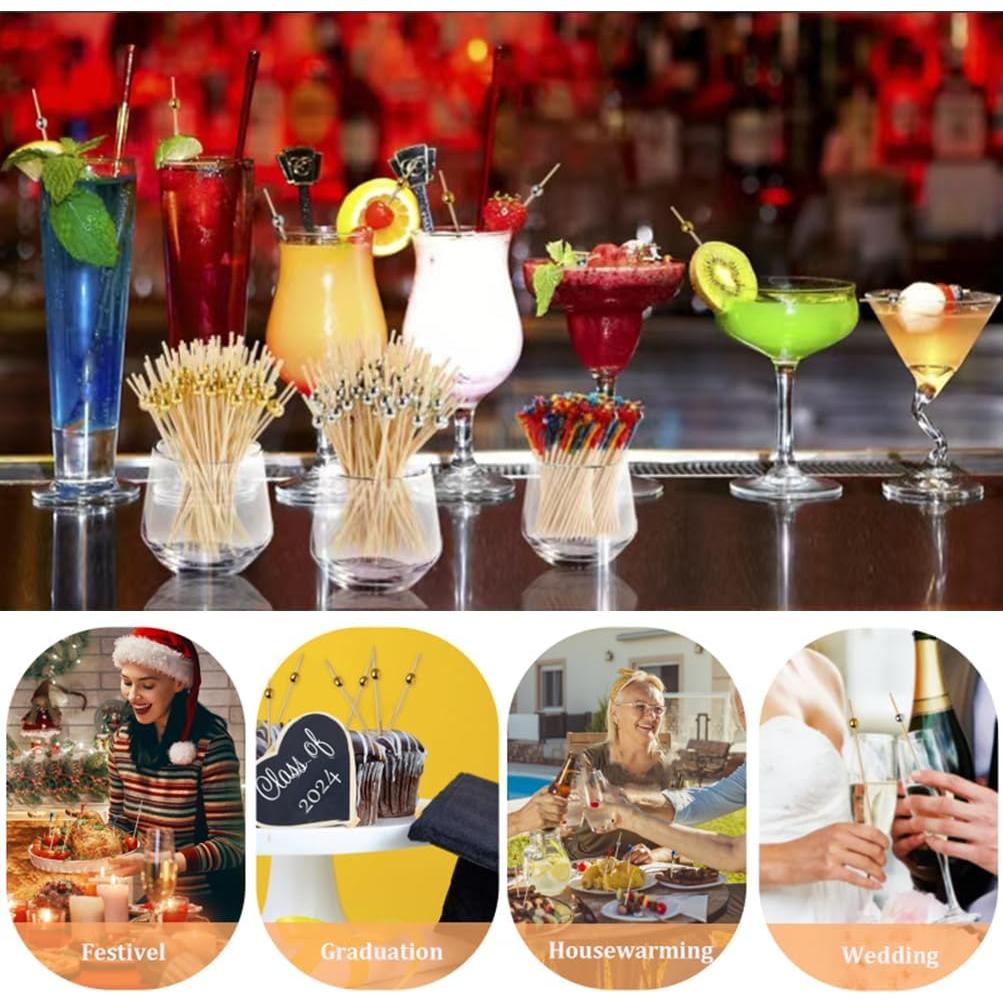 500 Palillos de Cóctel de Bambú Bxbdcha para Aperitivos