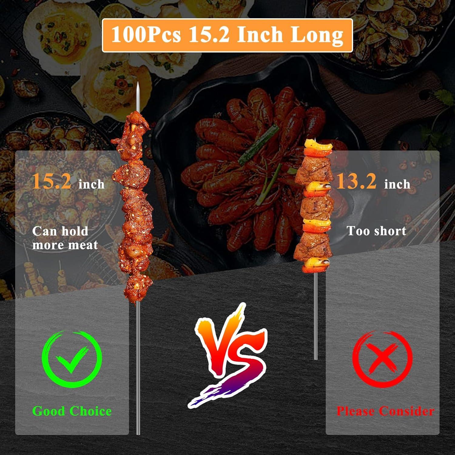 Paquete de 100 Pinchos de Acero Inoxidable AIMEIKI 38.6 cm