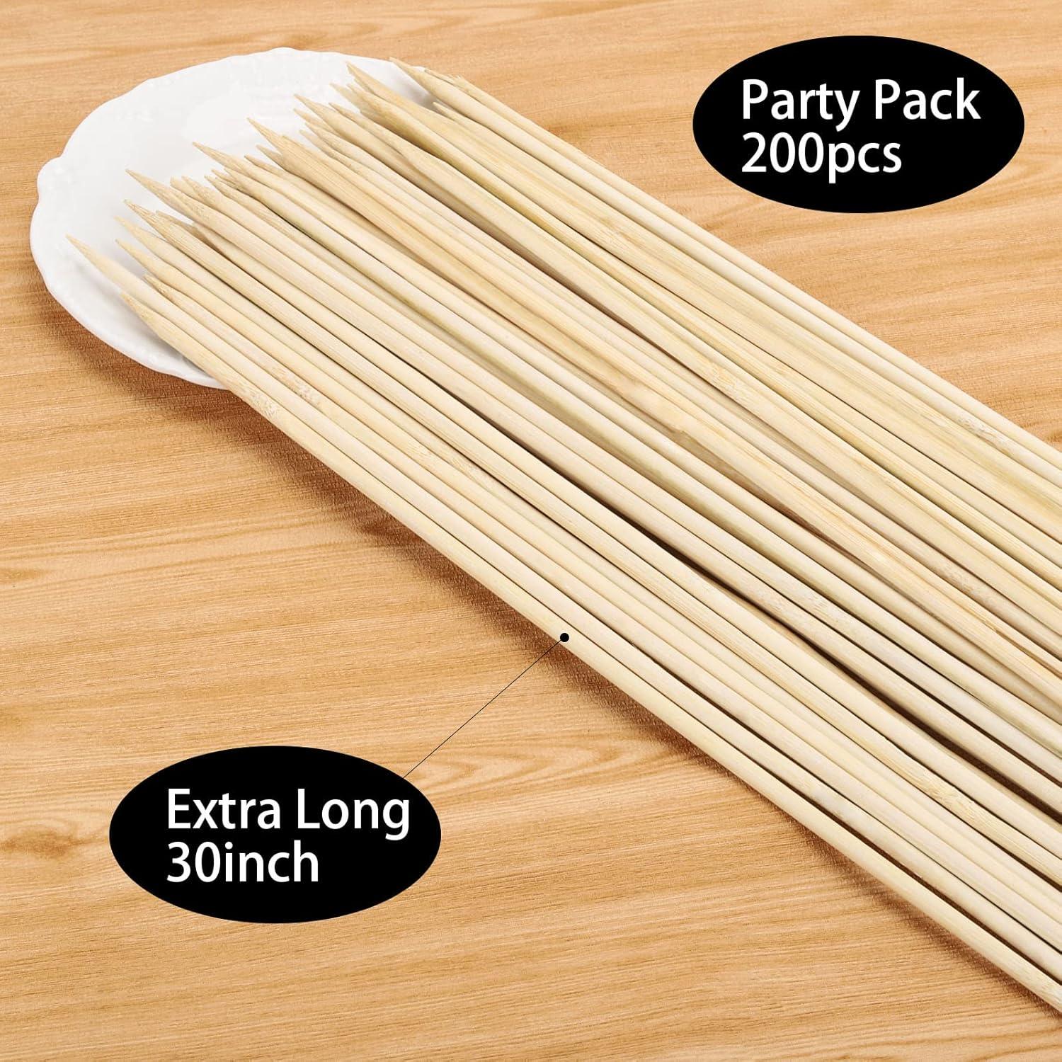 200 Palitos de Asar Malvaviscos de Bambú 76 cm Ecológicos
