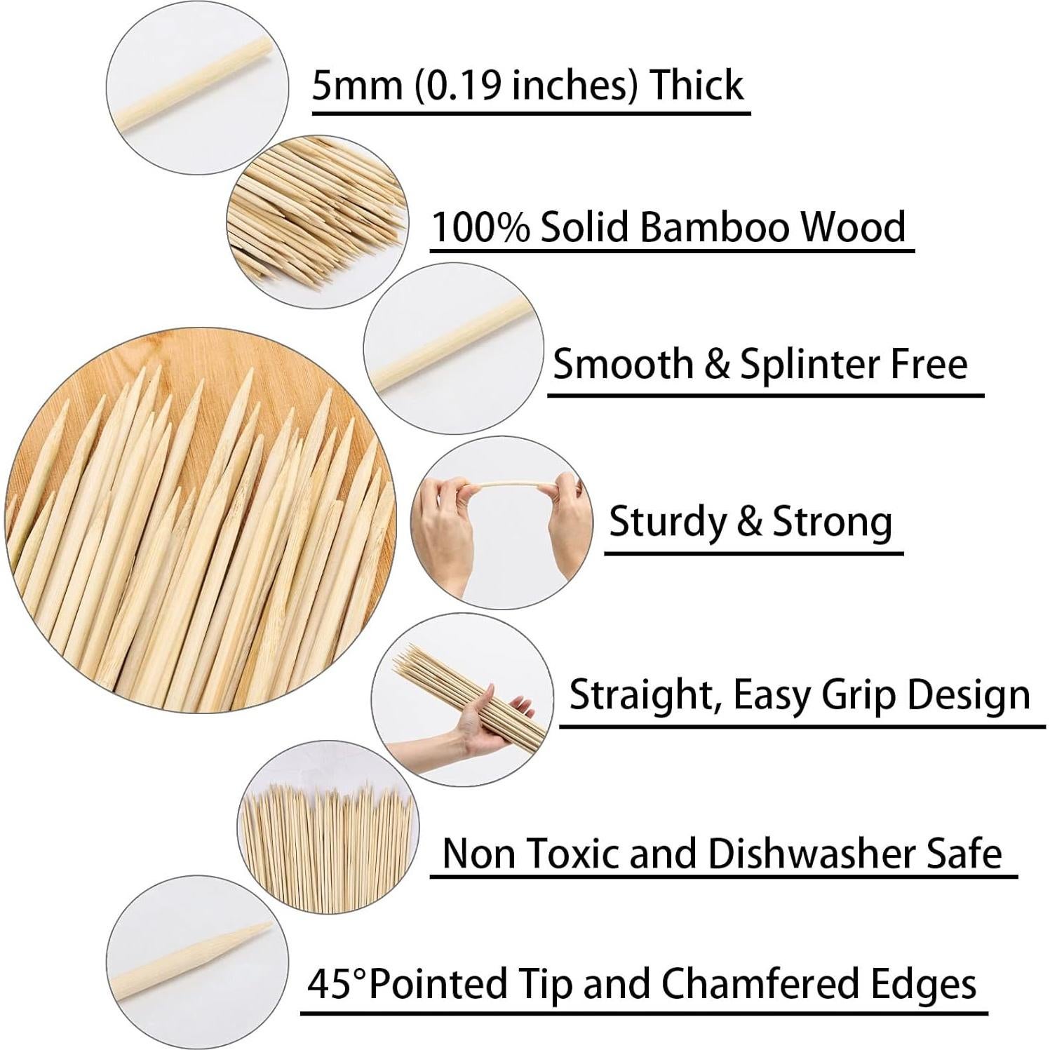 200 Palitos de Asar Malvaviscos de Bambú 76 cm Ecológicos