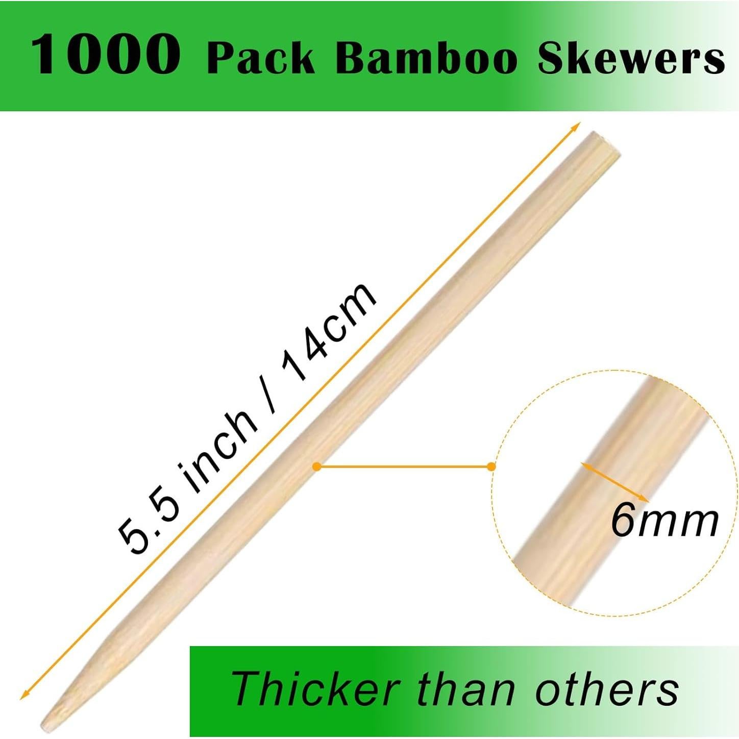 Paquete de 1000 Palitos de Bambú para Caramelo 14cm 6mm