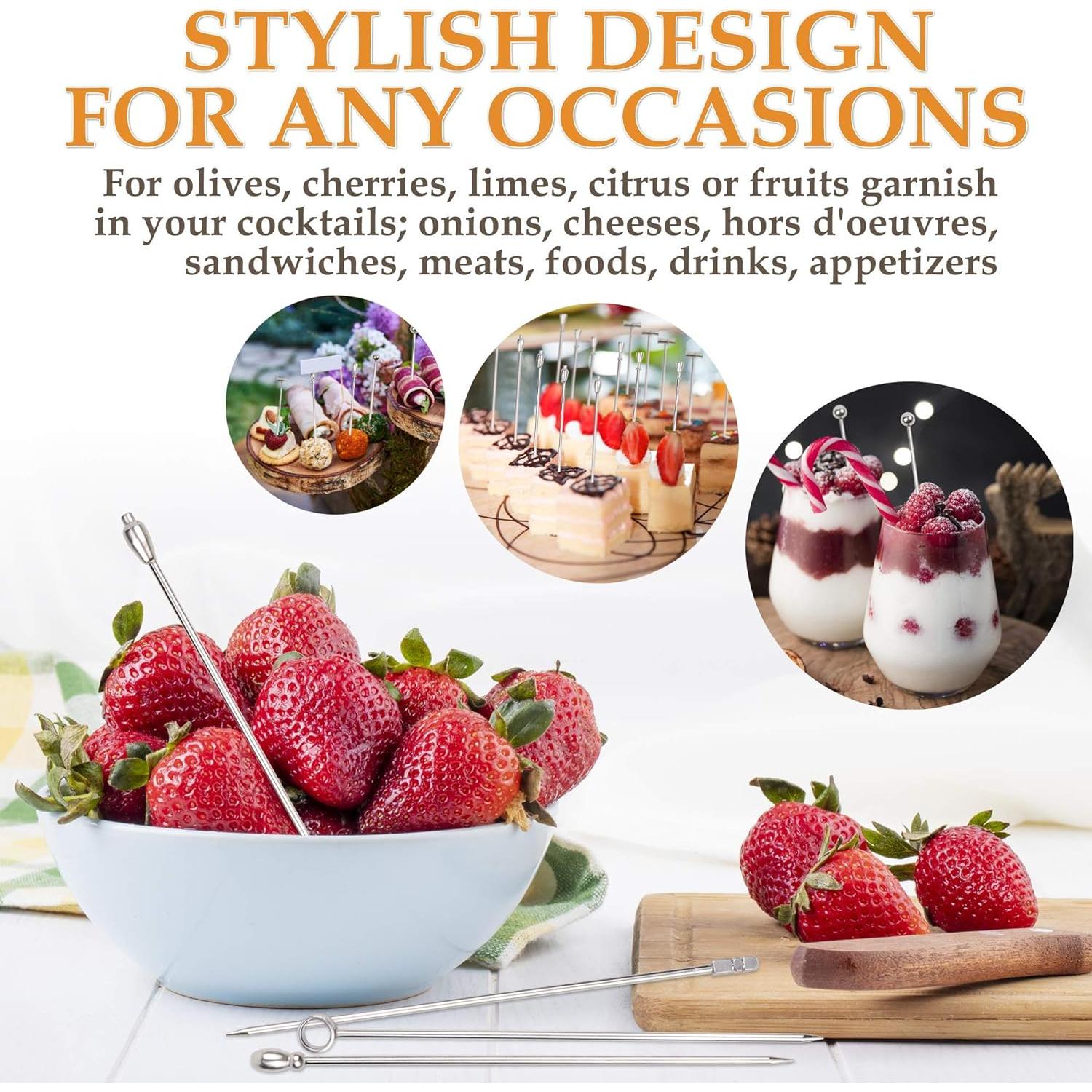 Set de Palillos de Cóctel Reutilizables Demigo 16pcs Acero Inoxidable