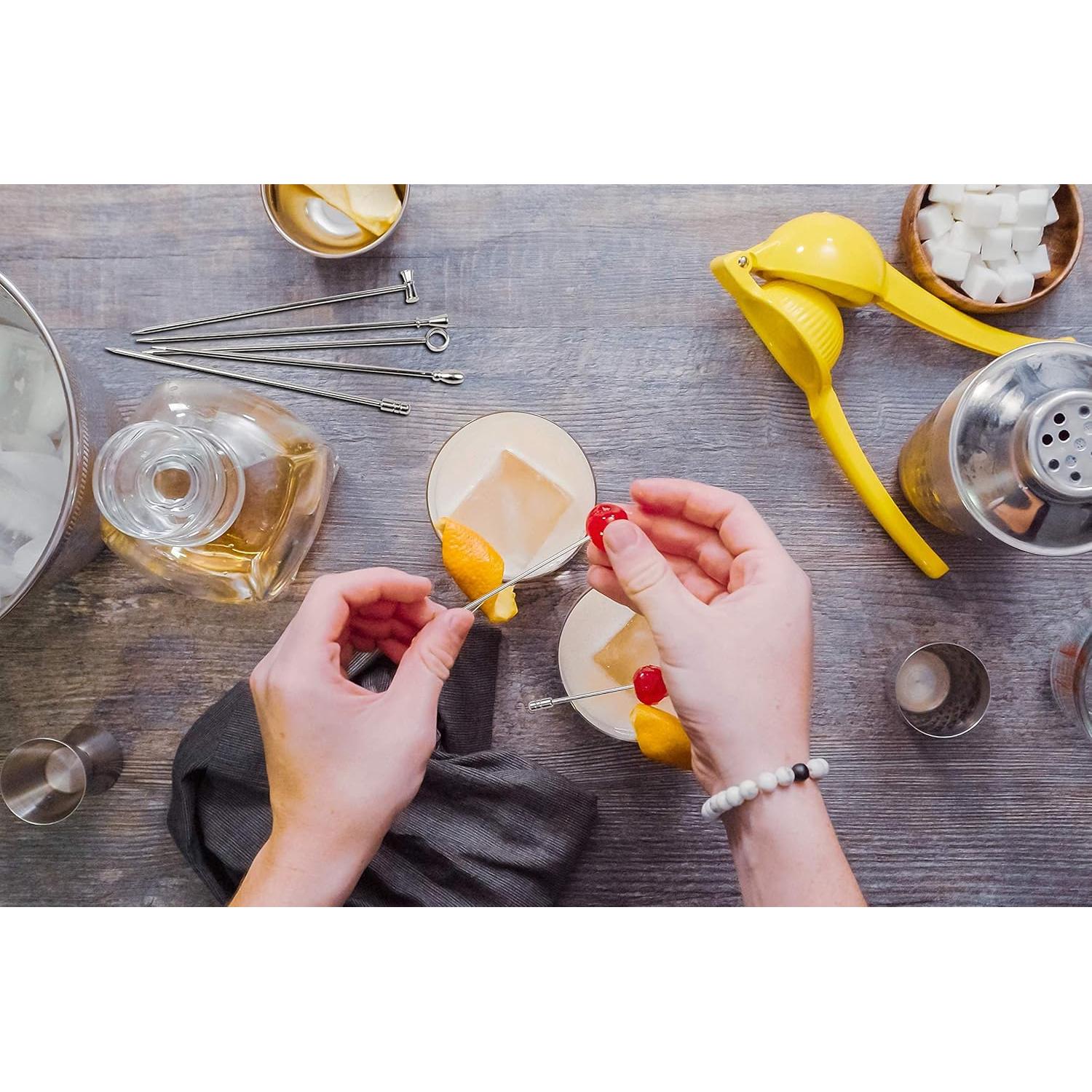 Set de Palillos de Cóctel Reutilizables Demigo 16pcs Acero Inoxidable