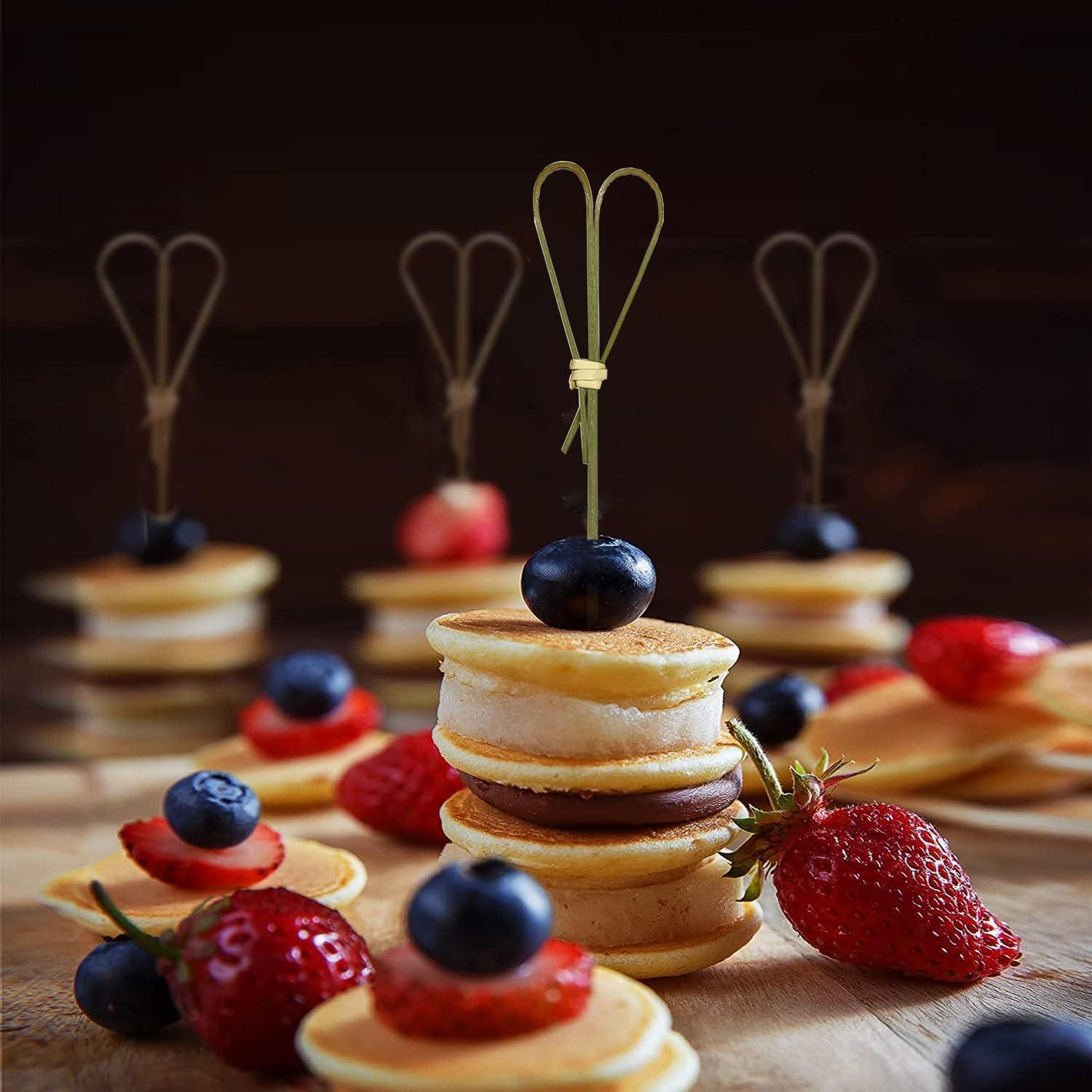 100 Palillos de Cóctel de Bambú Corazón HXYCNNA 12 cm Cian