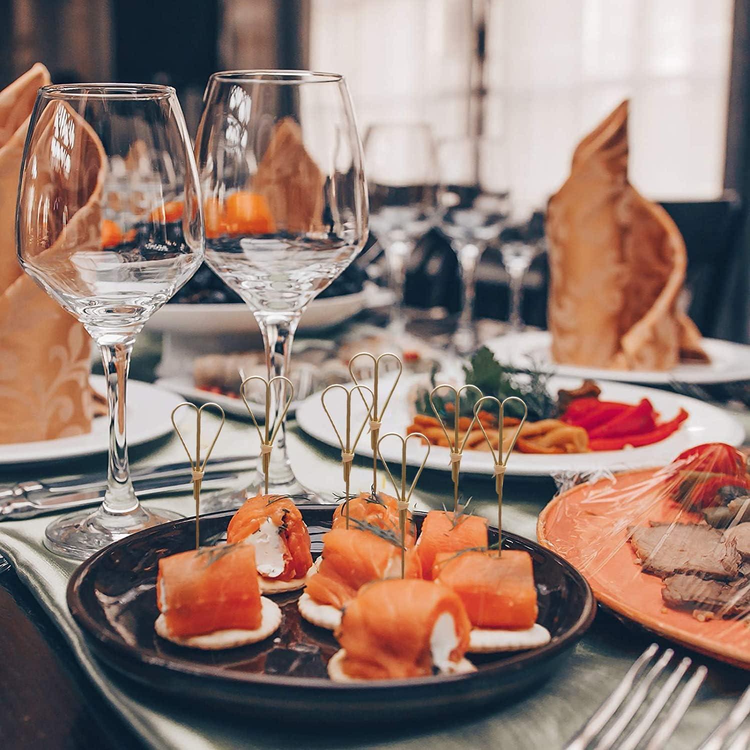 100 Palillos de Cóctel de Bambú Corazón HXYCNNA 12 cm Cian