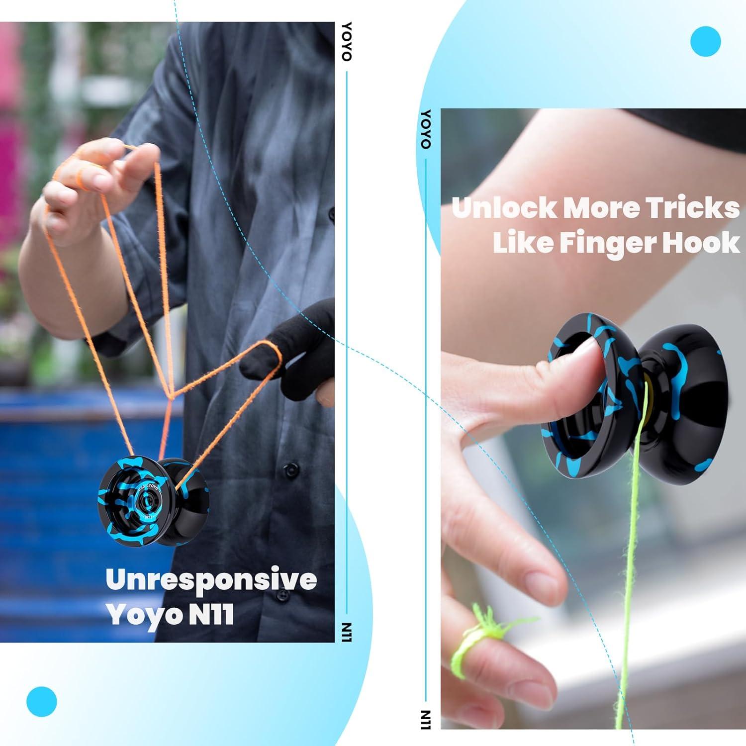 Yoyo Profesional MAGICYOYO N11 Doble Modo Metal Negro Azul