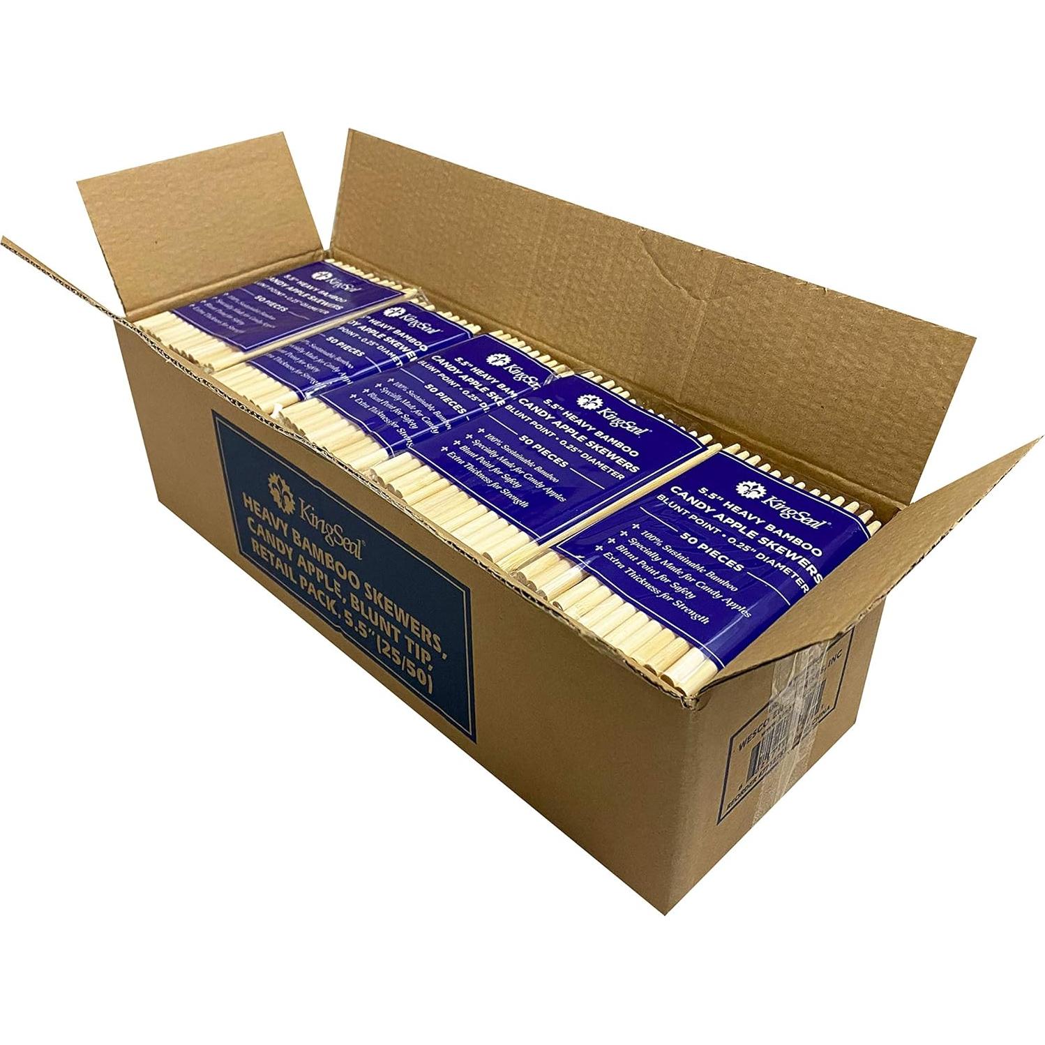 Palitos de Madera de Bambú KingSeal para Manzanas de Caramelo 100 Unidades