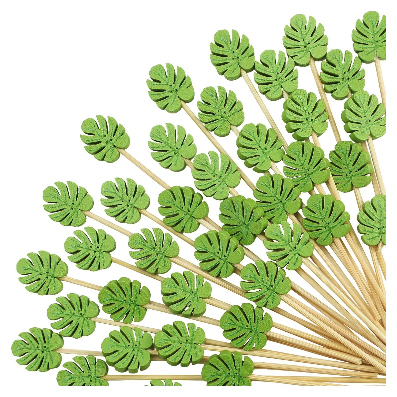 Palillos de Cóctel WILLBOND 200 Pcs Bambú Monstera Deliciosa