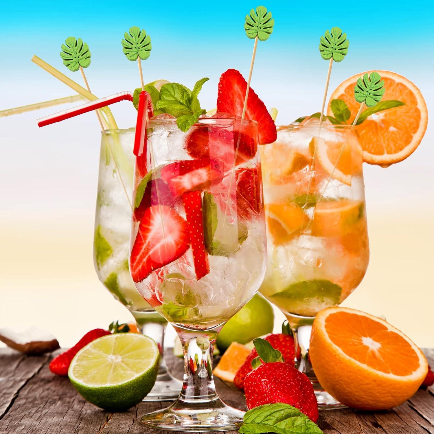 Palillos de Cóctel WILLBOND 200 Pcs Bambú Monstera Deliciosa