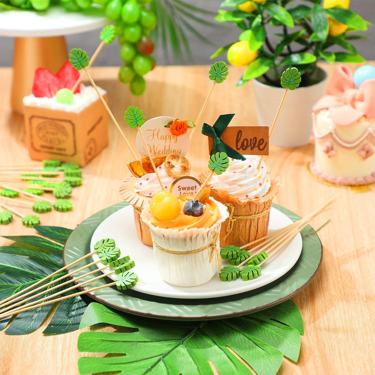 Palillos de Cóctel WILLBOND 200 Pcs Bambú Monstera Deliciosa