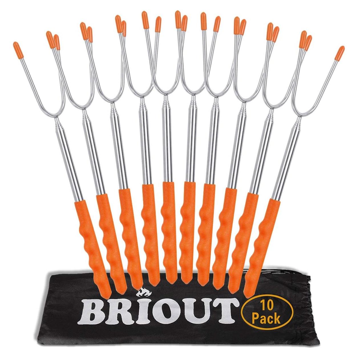 Palitos para Asar Malvaviscos Briout 10 Piezas 114.3 cm Acero Inoxidable