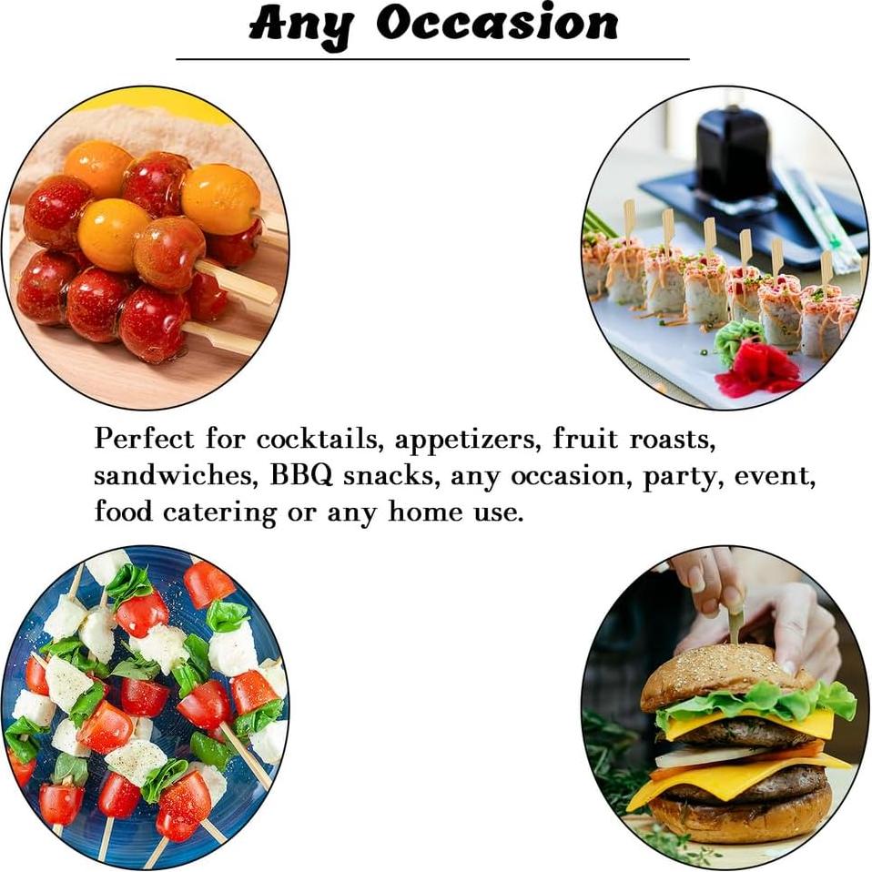 200 Palitos de Madera de Bambú 15 cm para Aperitivos y Cócteles