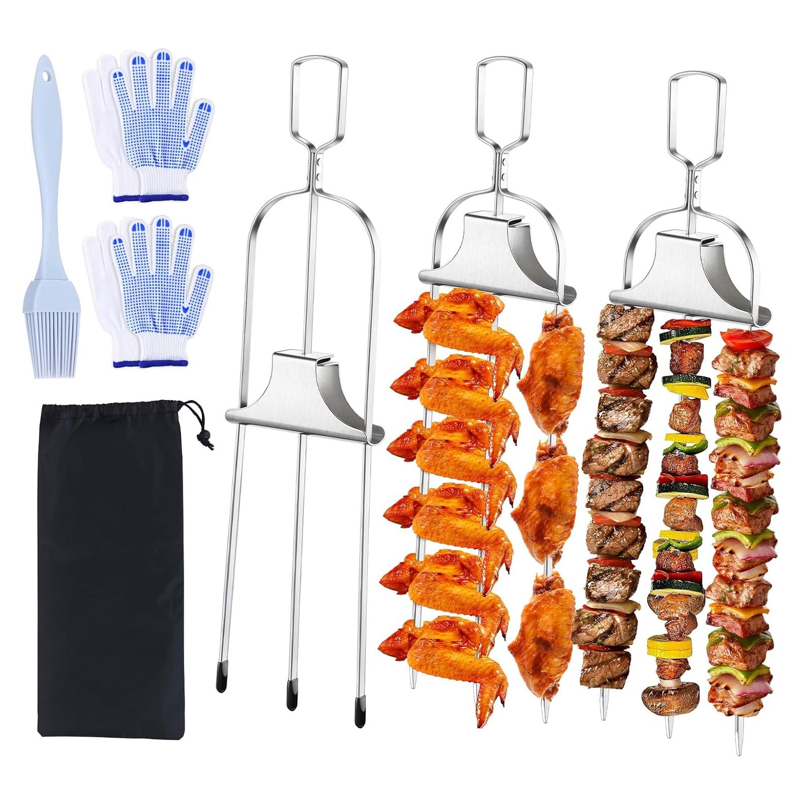 Set 3 Palitos de Brocheta Metal Dualshine 35.56 cm BBQ