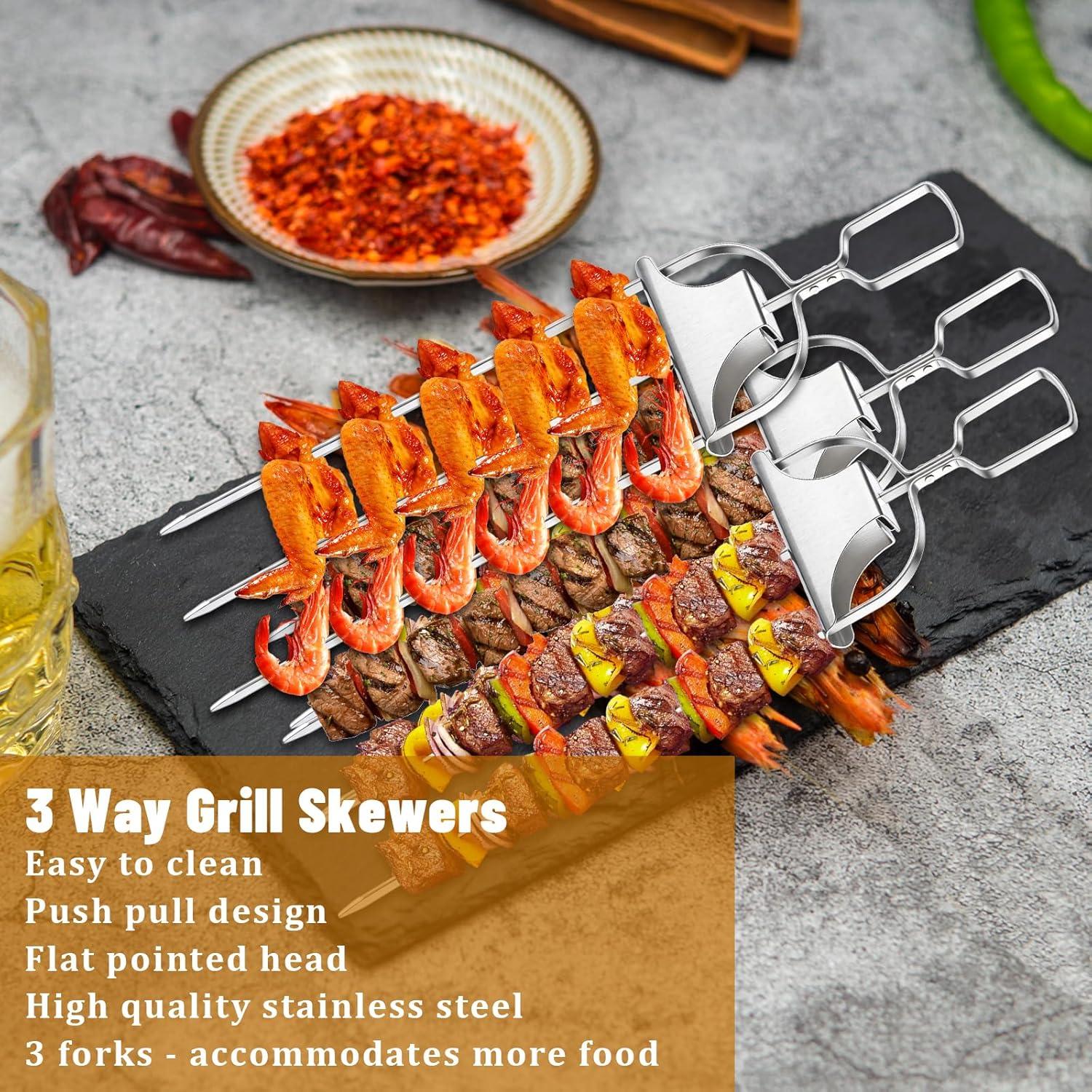 Set 3 Palitos de Brocheta Metal Dualshine 35.56 cm BBQ